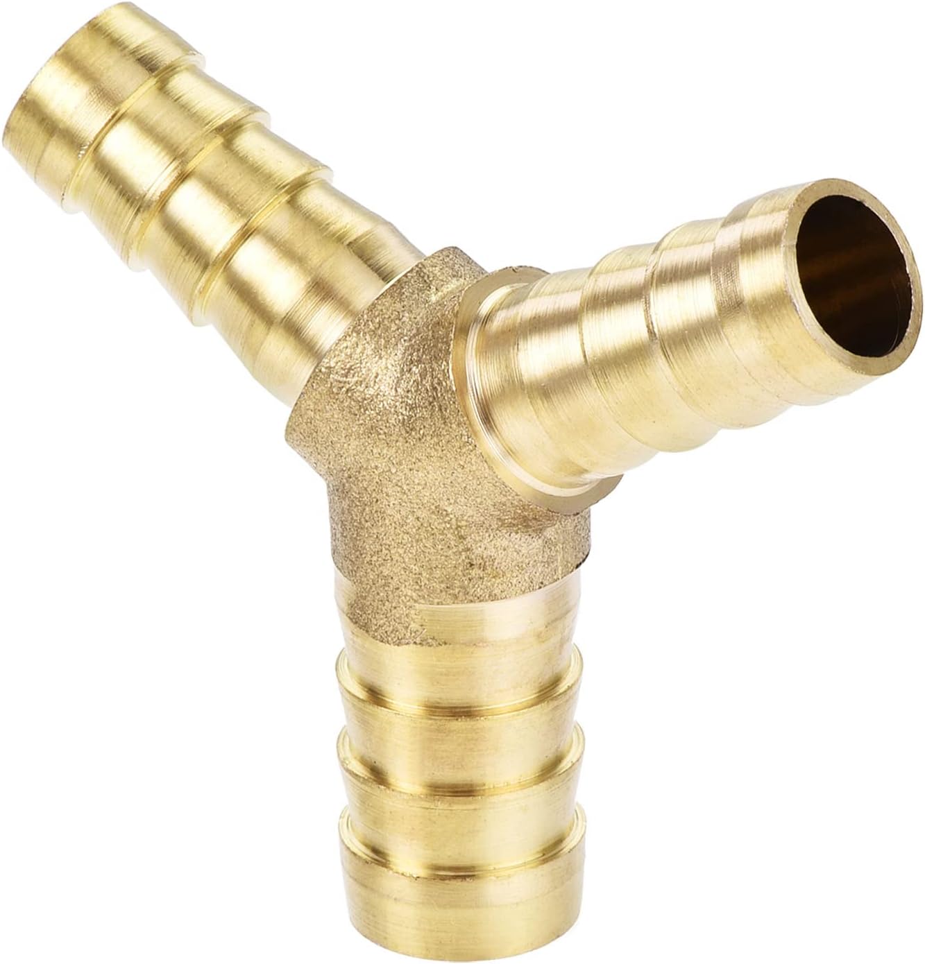 M METERXITY 2 Pack Barb Hose Fittings - 1/2" x 3/8" x 3/8" Brass Hose Fitting Pipe Connector Apply to Water Fuel (Y Shaped 3 Way)