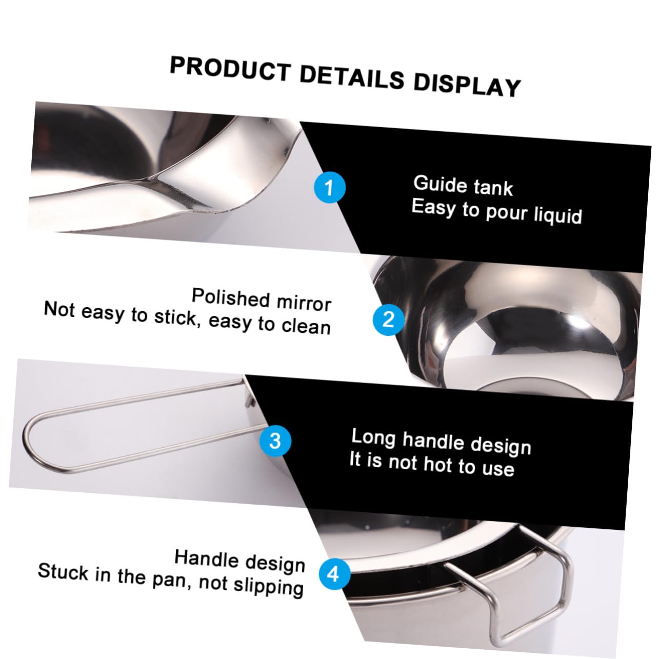 Cabilock 2pcs Stainless Steel Chocolate Melting Pot Practical Handle Wax Melting Boiler for Butter Candy and Candle Making Inner Pot