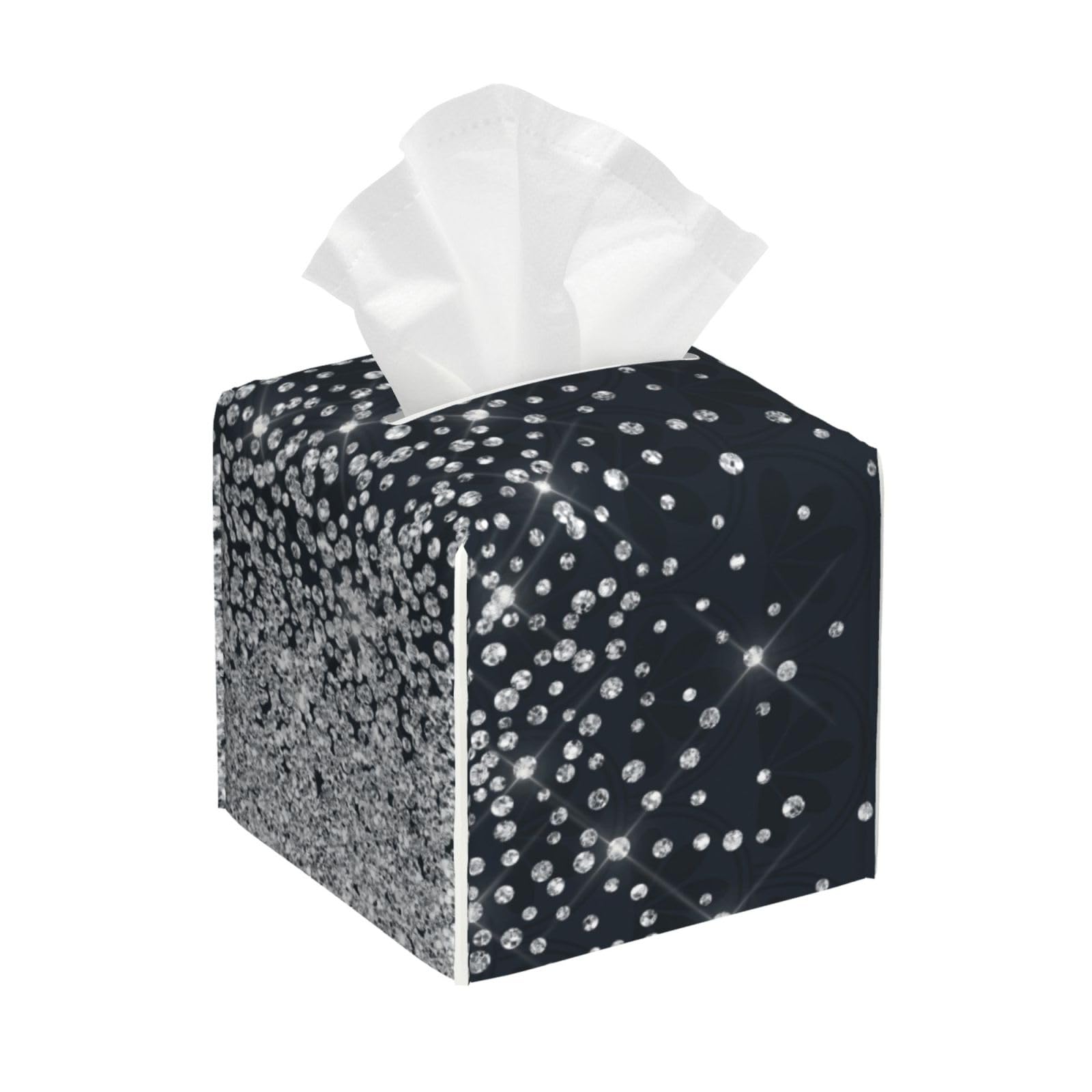 Yxdvpalne As Picture Black Silver Glitter Diamond Sparkly, Tissue Box Holder Tissue Box Cover Tissue Holder Tissue Dispenser
