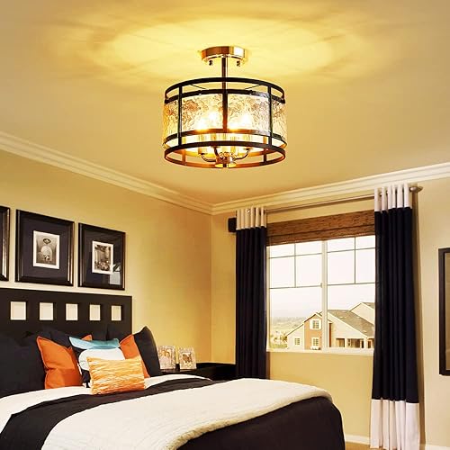 Miniatura 6 de AGV LIGHTING CL016 Lámpara de techo de cristal moderna lámpara de techo semiempotrada D12 x H8 base E12 3 luces acabado de latón