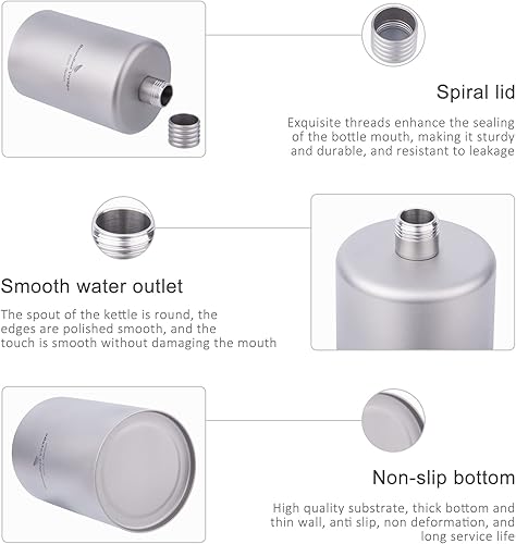 Miniatura 5 de iBasingo 6.8 fl oz Titanio Pocket Flagon Camping Portátil Alcohol Botella Bebida Deportes Al Aire Libre Frasco de la Cadera Picnic Botella de Vino