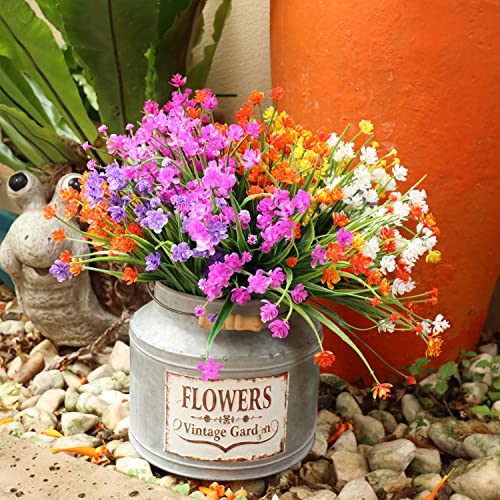 Yibukiy 20 Bundles Artificial Flowers Outdoor Fake Flowers, Uv Resistant No Fade Faux Plastic Greenery Shrubs Plants For Hanging Garden Porch Window Box Home Decor #TOP1