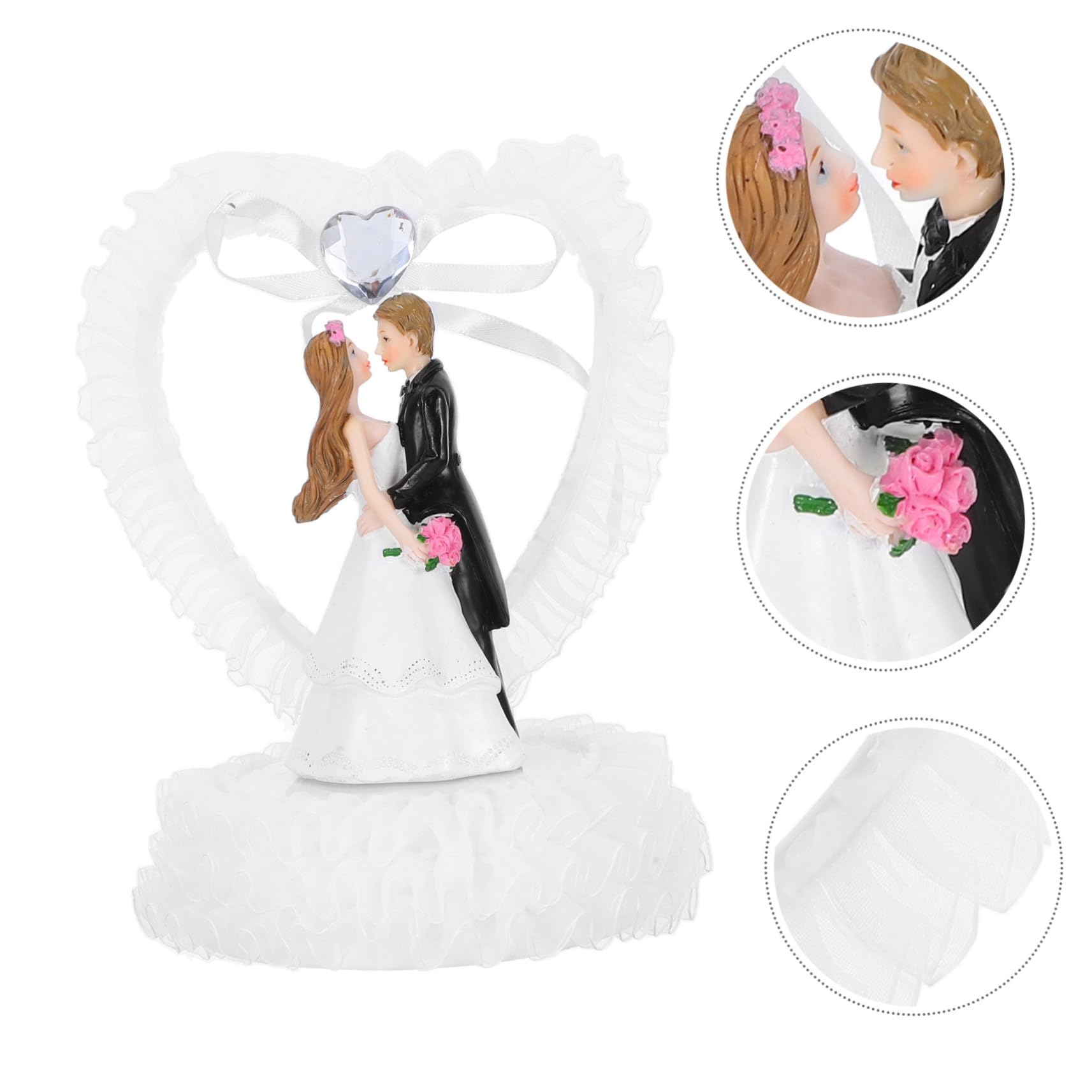 Alipis Romantische Resin Brautpaar Figur Hochzeitstorten Dekoration Braut Bräutigam Skulptur Tischdeko zur Hochzeit Valentinstag