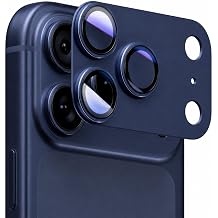 VEN-DENS Back Camera Lens Protector Cover, Tempered Glass with AR+AF Nano Coating, Anti Glare, Aluminium Frame, VD-CL06 Dark Blue, iPhone 17 Pro
