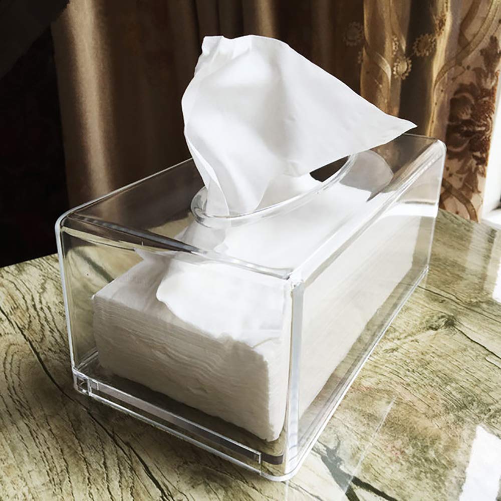 aoory Facial Tissue Dispenser Box Cover Holder Clear Rectangle Napkin Organizer for