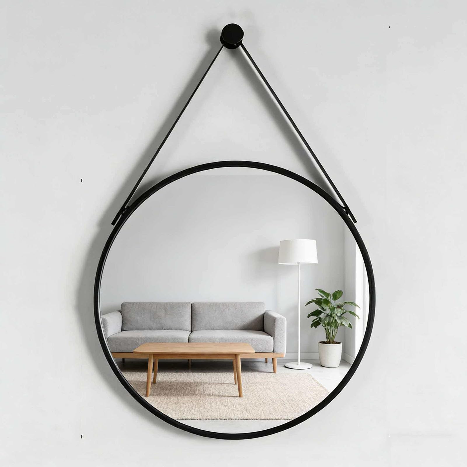 SXFSDOU Round Wall Mirror, Metal Frame, Modern Hanging Vanity HD for Living Room, Bedroom, Entryway, Hallway