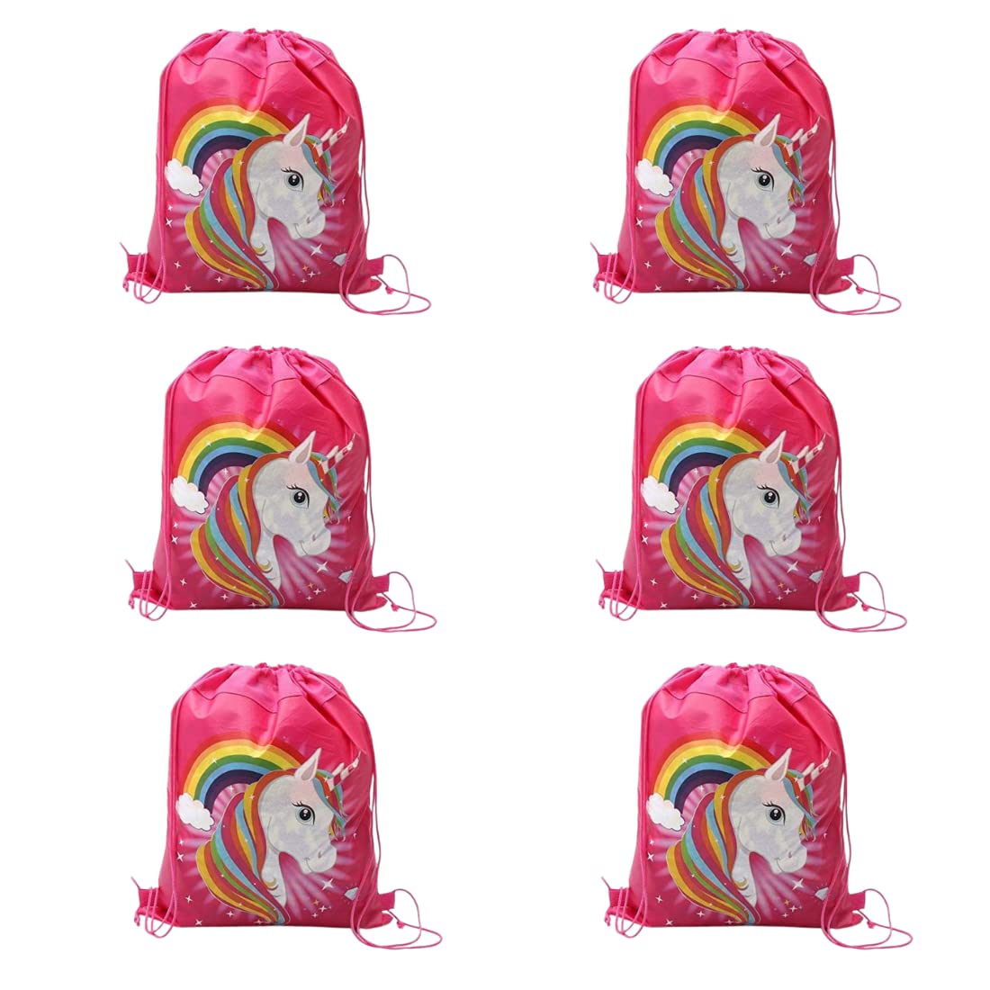 BulkHunt 6 Unicorn Party Favor Bags Haversack Dori Drawstring for Return Gifts Kids Birthday Party