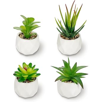 4er Set Mini Kunstpflanzen Dekorative K nstliche Pflanzen K nstliche Sukkulenten mit Topf K nstliche Pflanzen f r Schlafzimmer Wohnzimmer Badezimmer Deko