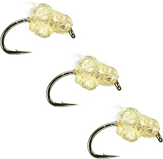 Fly Fishing Flies - Chernobyl Jelly Egg - Realistic Spawn Egg Cluster Fishing Lure - Hook Size 12-3 Pack