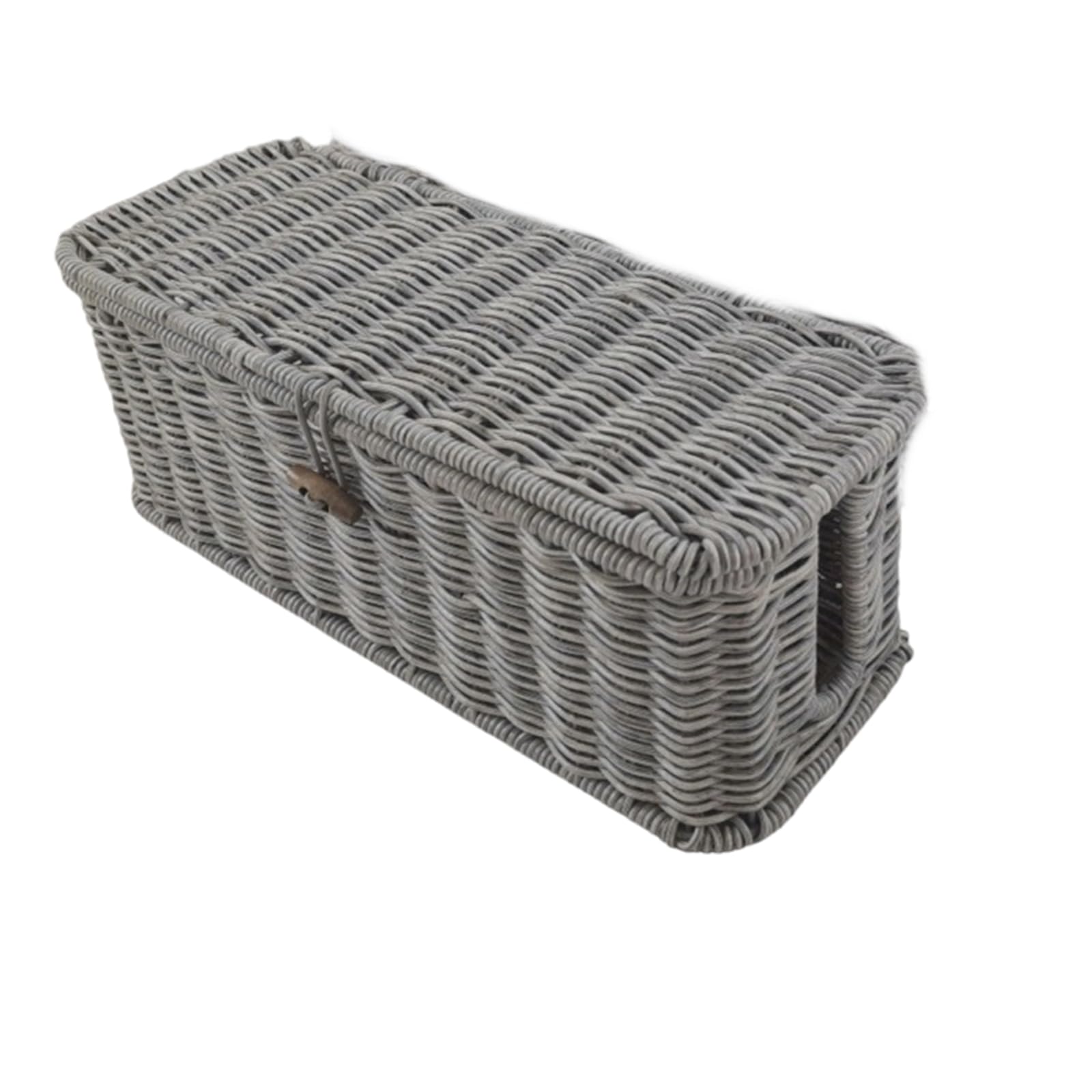 Woven Organizers Basket with Secure Flipping Top Design Multipurpose Storage Bin for Easy Access to Items Woven Flipping Top Storage Basket with Realistic Rattan Look Household Bin for Kitchen