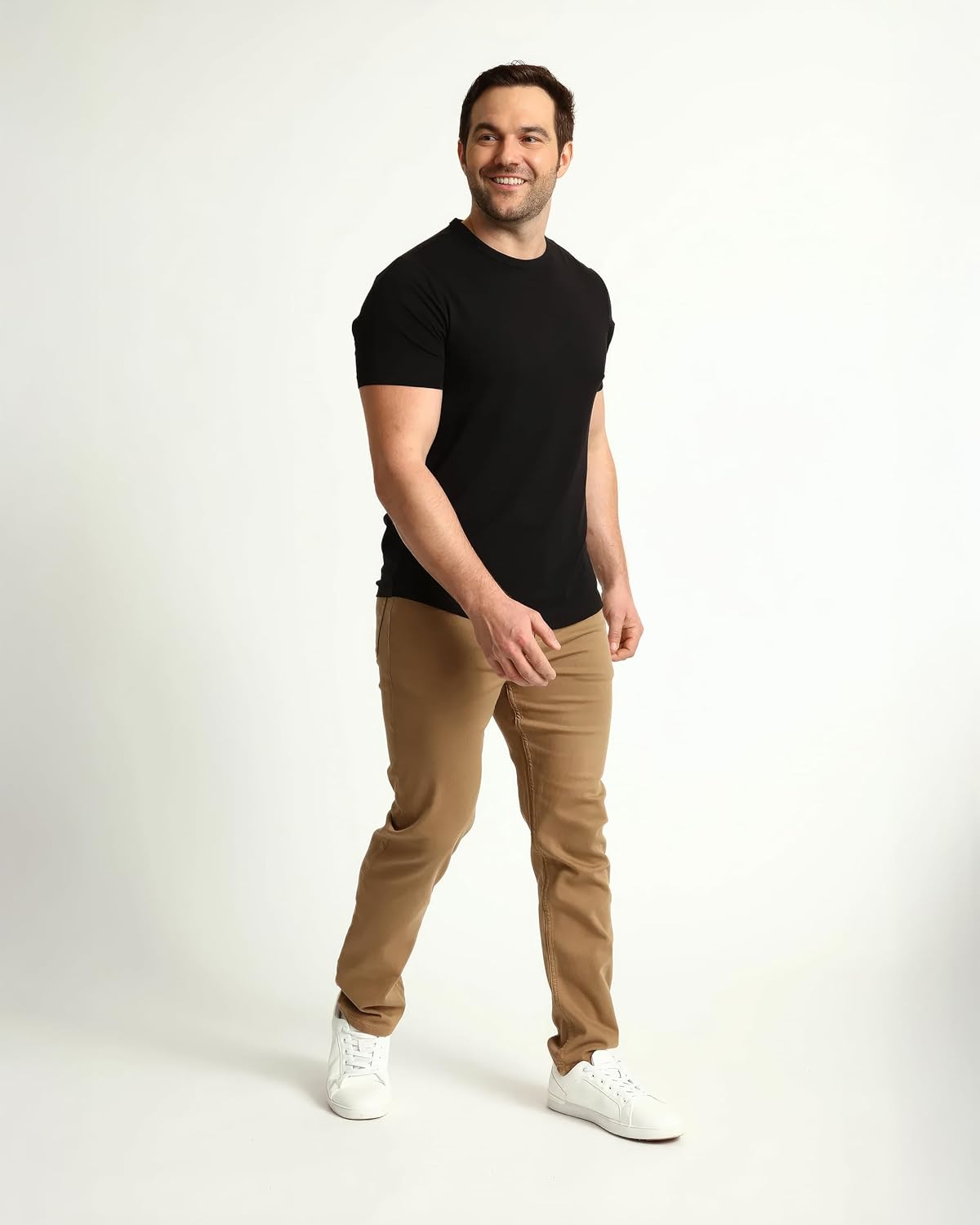 The Perfect Jean Denkhaki Khaki Pants for Men Slim Thick Fit, Stretch Dress Pants for Men - Image 3