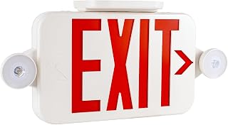 GRUENLICH LED Exit Sign Combo with Emergency Lights, Adjustable Heads and Double Sided, Battery Backup, UL 924 Qualified, AC 120-277V, Commercial Emergency Exit Light for Business- 1 Pack
