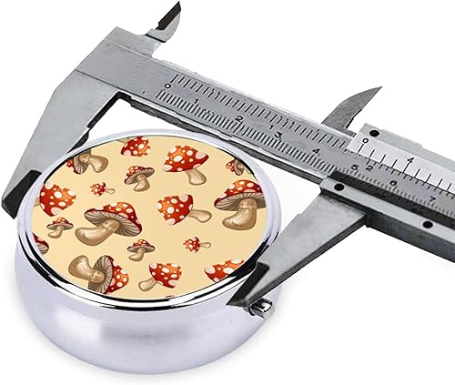 Miniatura 4 de Linda caja redonda de hongos rojos, 3 compartimentos, píldoras de medicina, caja de píldoras portátil para bolsillo o bolso, pastillero decorativo