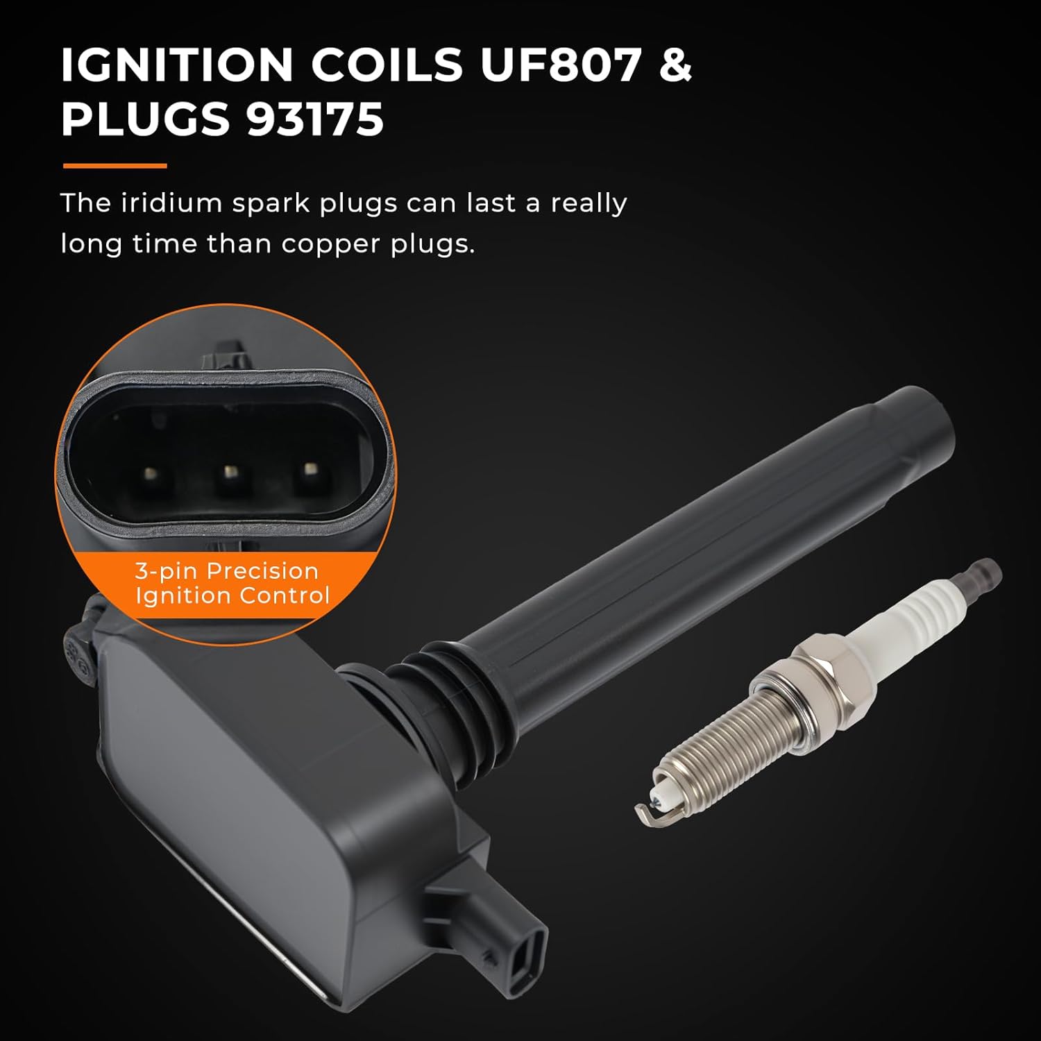 6PCS UF807 Ignition Coils Kit W/ 93175 Iridium Spark Plug Ignition Coils Pack Compatible With Chrysler Pacifica Voyager 2017-2021 Durango Grand Cherokee Wrangler 2016-2020 Ram 1500 2019-2020 3.6L