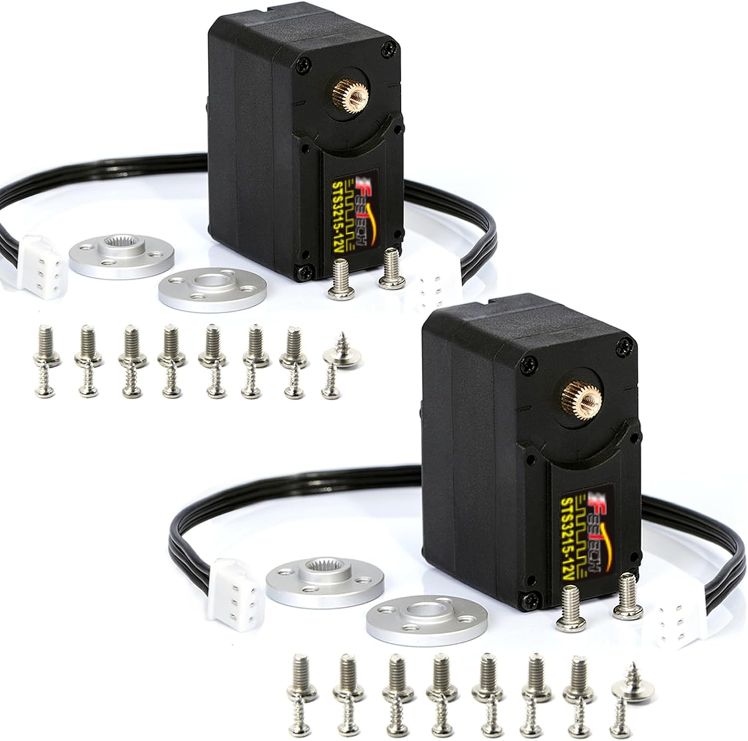 (2-Pack) FEETECH 30KG High Torque Serial Bus Servo Motor 12V, 360° Programmable Magnetic Encoder with Continuous Rotation, Two-Way Feedback, Industrial Digital Servo for Robotic Arm, RC Car, Automati