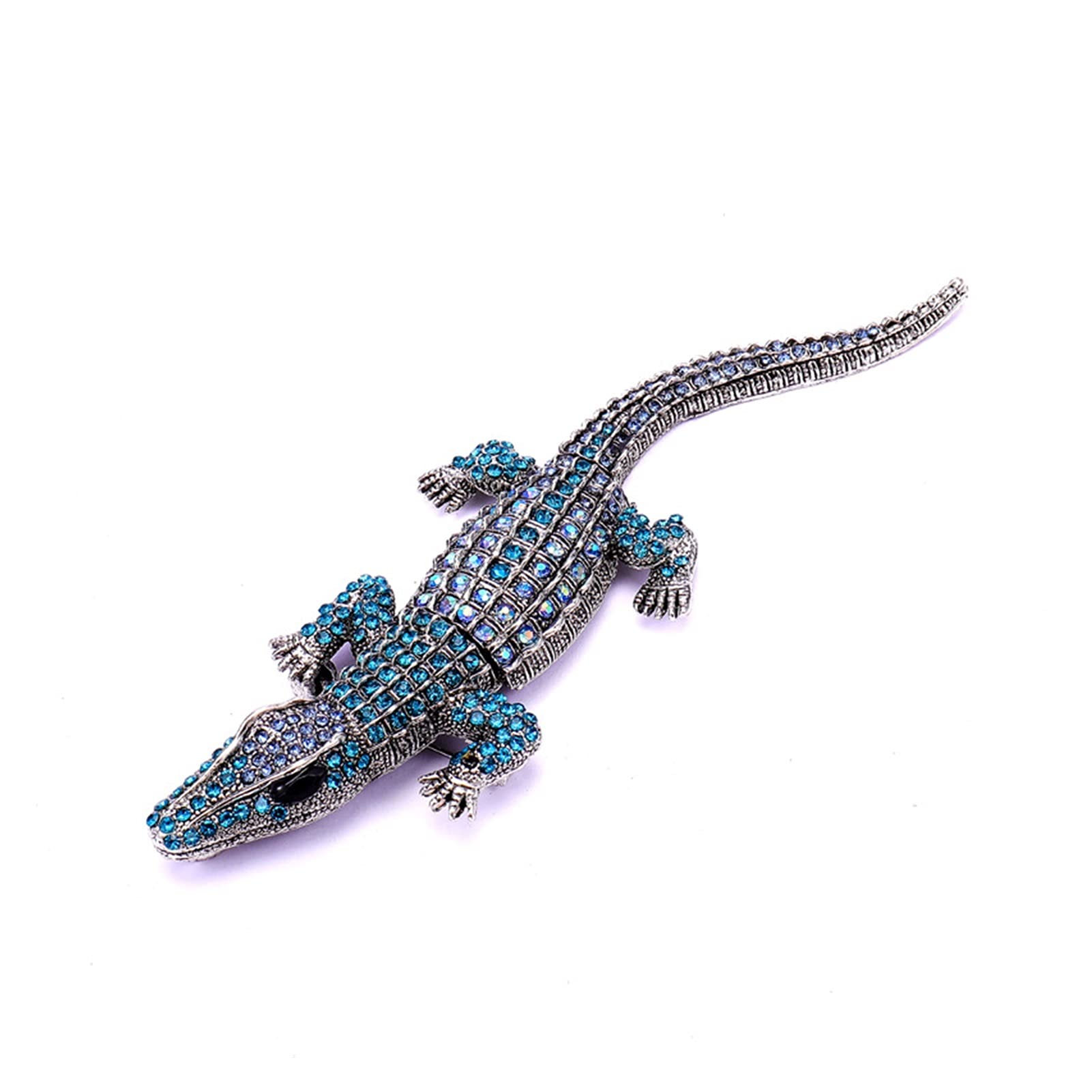 RWRAPS Kristall-Strass-Eidechsen-Brosche, Salamander-Anstecker, Gecko, niedlicher Vintage-Schmuck, Goldfarbene Broschen (Metallfarbe: Silber) ()