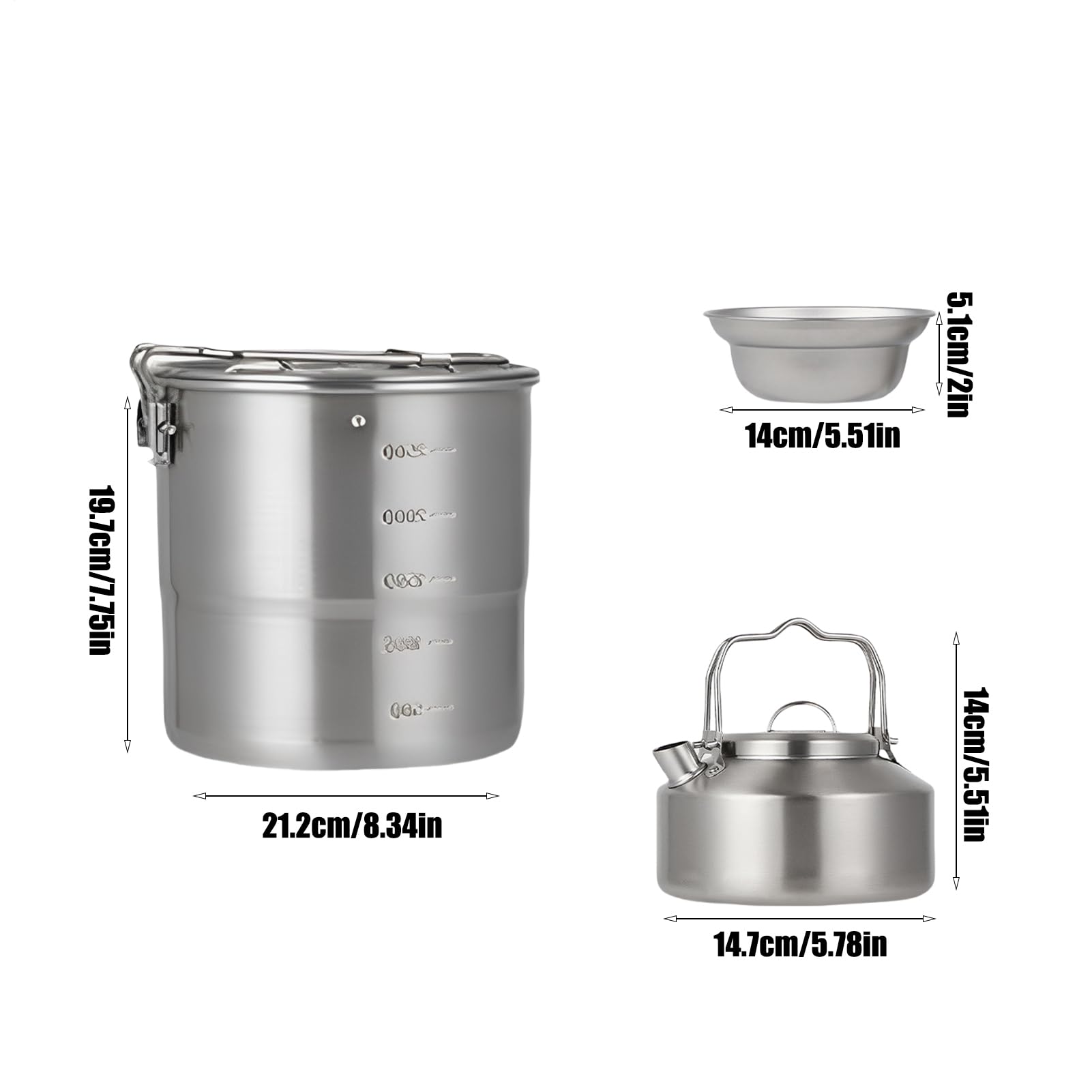 Camping Cooking Set Portable Cook Pot Set for Outdoor Cooking, Gear survival Gear for Adult and Family, idealny do podróży, wędrówek, pikników i przygód na podwórku