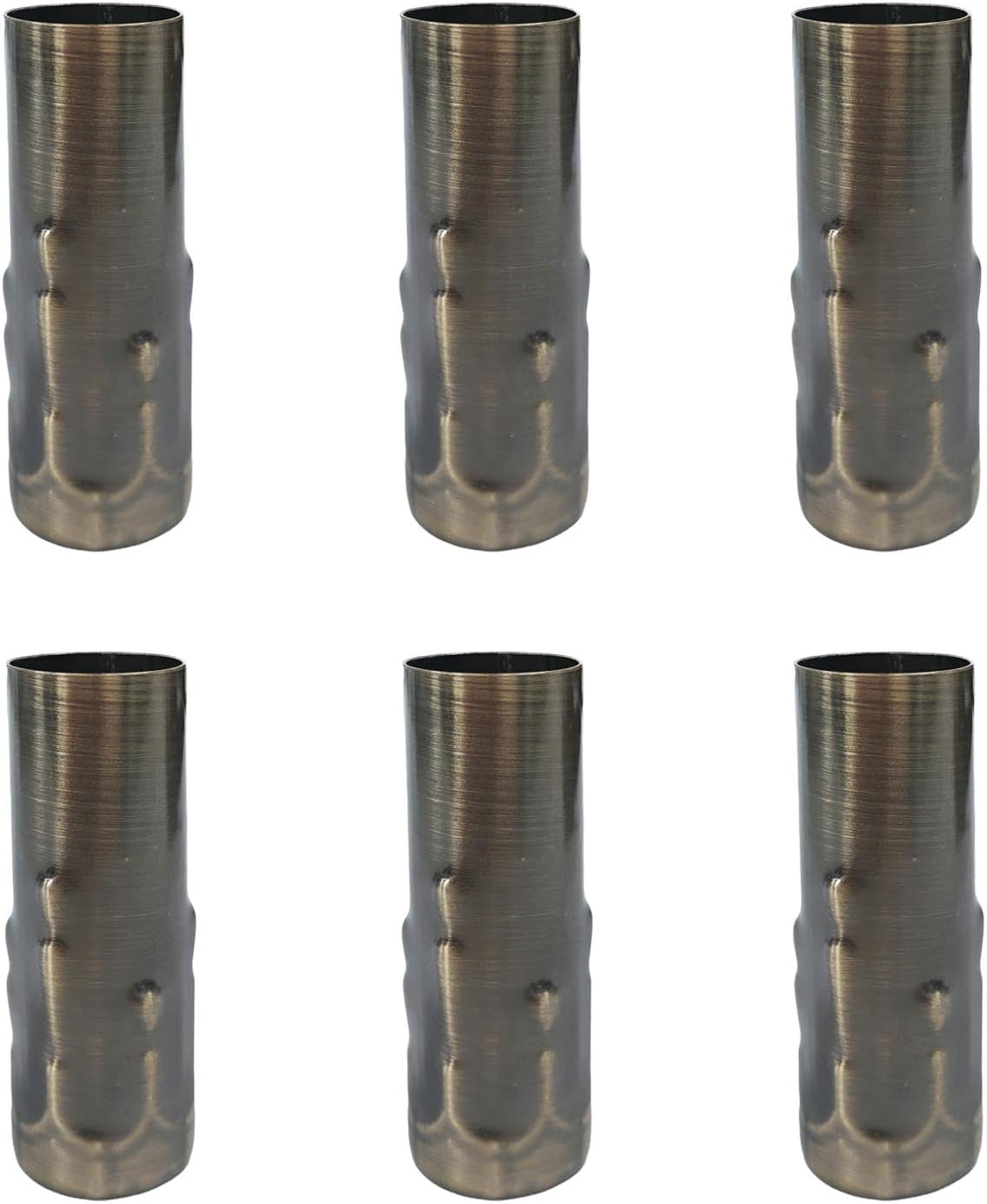 6pcs E14 Lamp Holder Sleeves - 25mm x 80mm Antique Bronze Metal Tubes for Candle Bulb Lighting