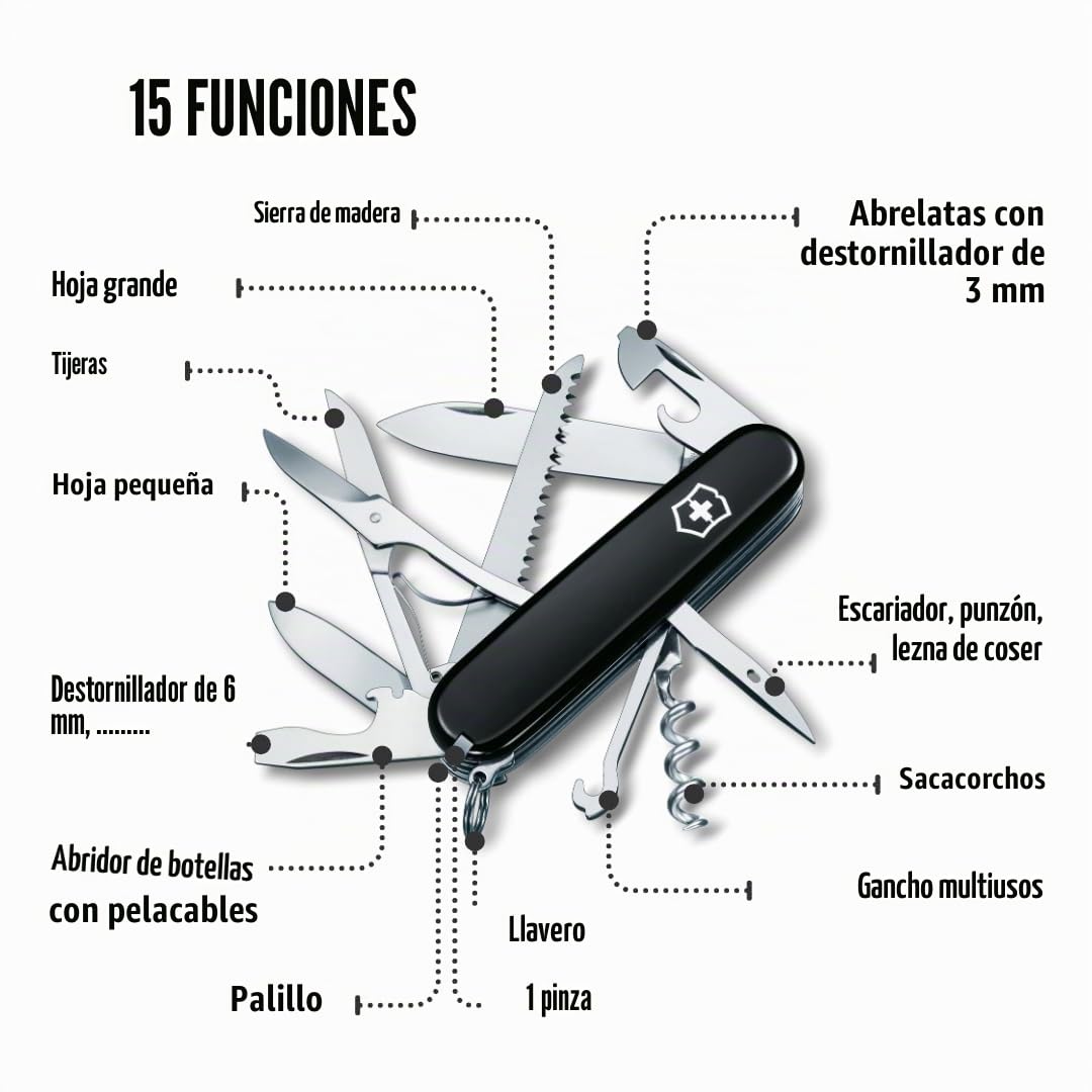 Victorinox Huntsman folding - Cuchillo plegable de acampada, color 360