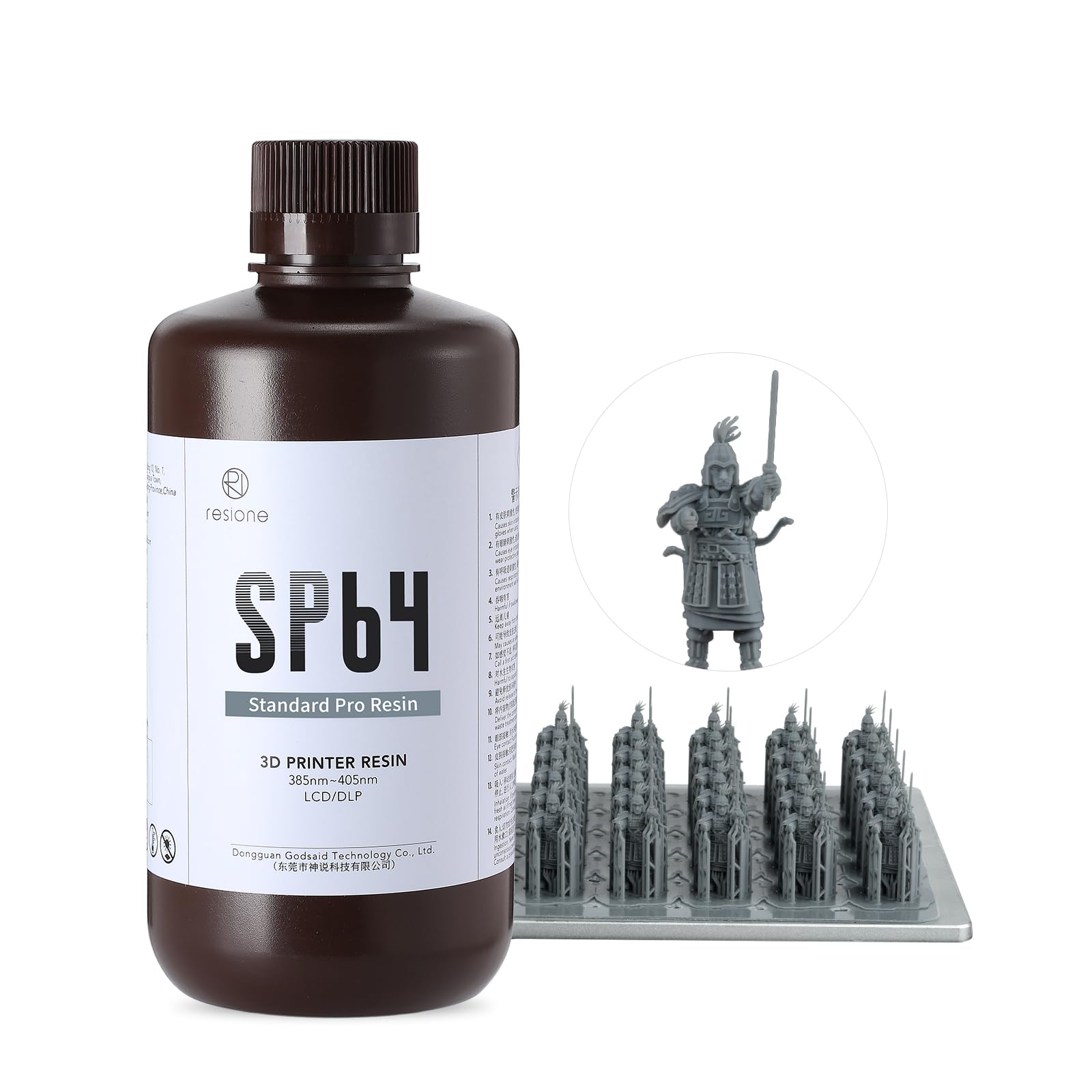 Résine SP64 Standard Pro avec finition mate et détails nets,résine d'impression 3D à faible absorption d'eau,supports fins et post-traitement rapide (SP64-Bleu-gris 1000g)