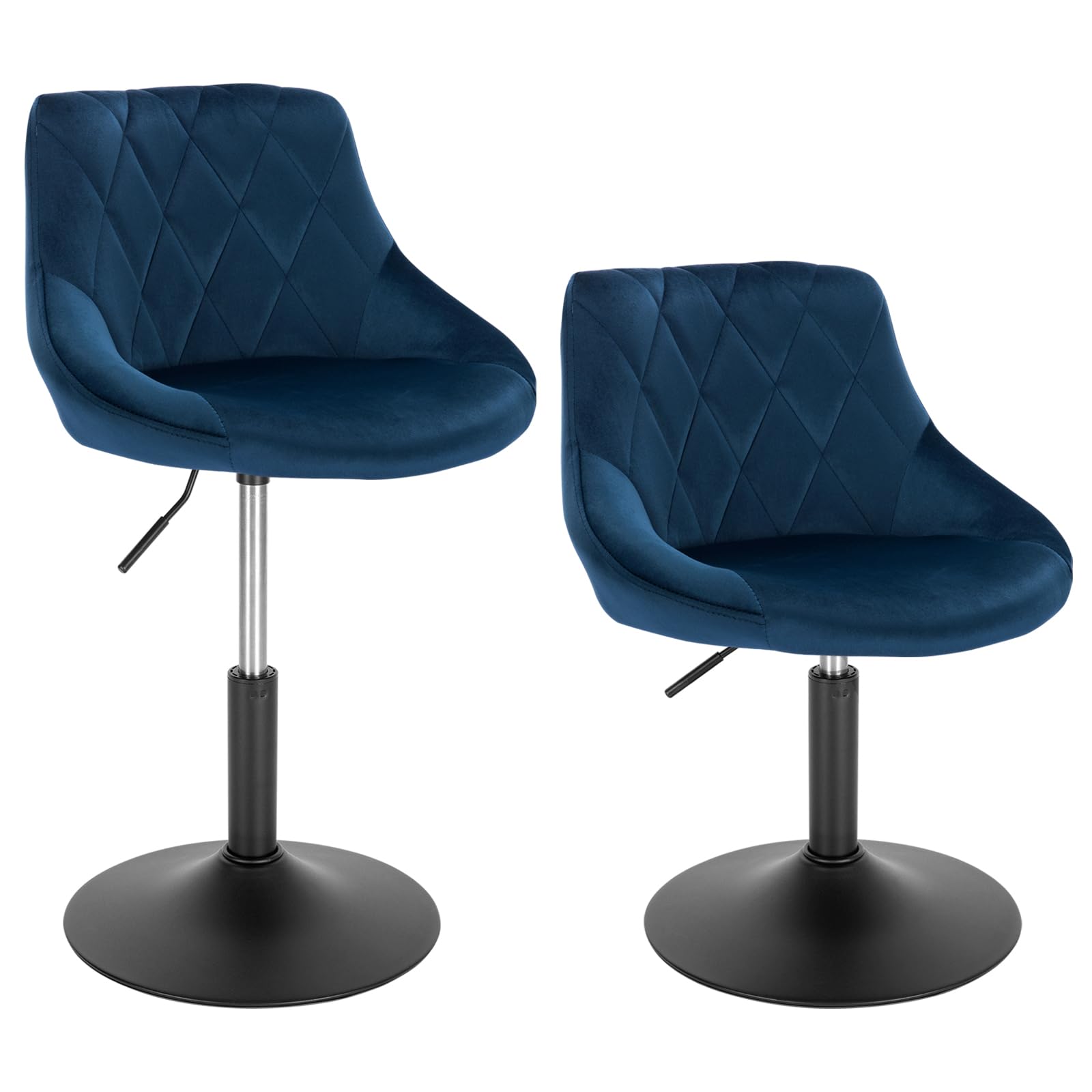 WOLTU Juego de 2 Taburetes Giratorios de Bar, Taburetes Altos Cocina com Respaldo, para Comedor Barra Cocina y Bar, Terciopelo, Azul