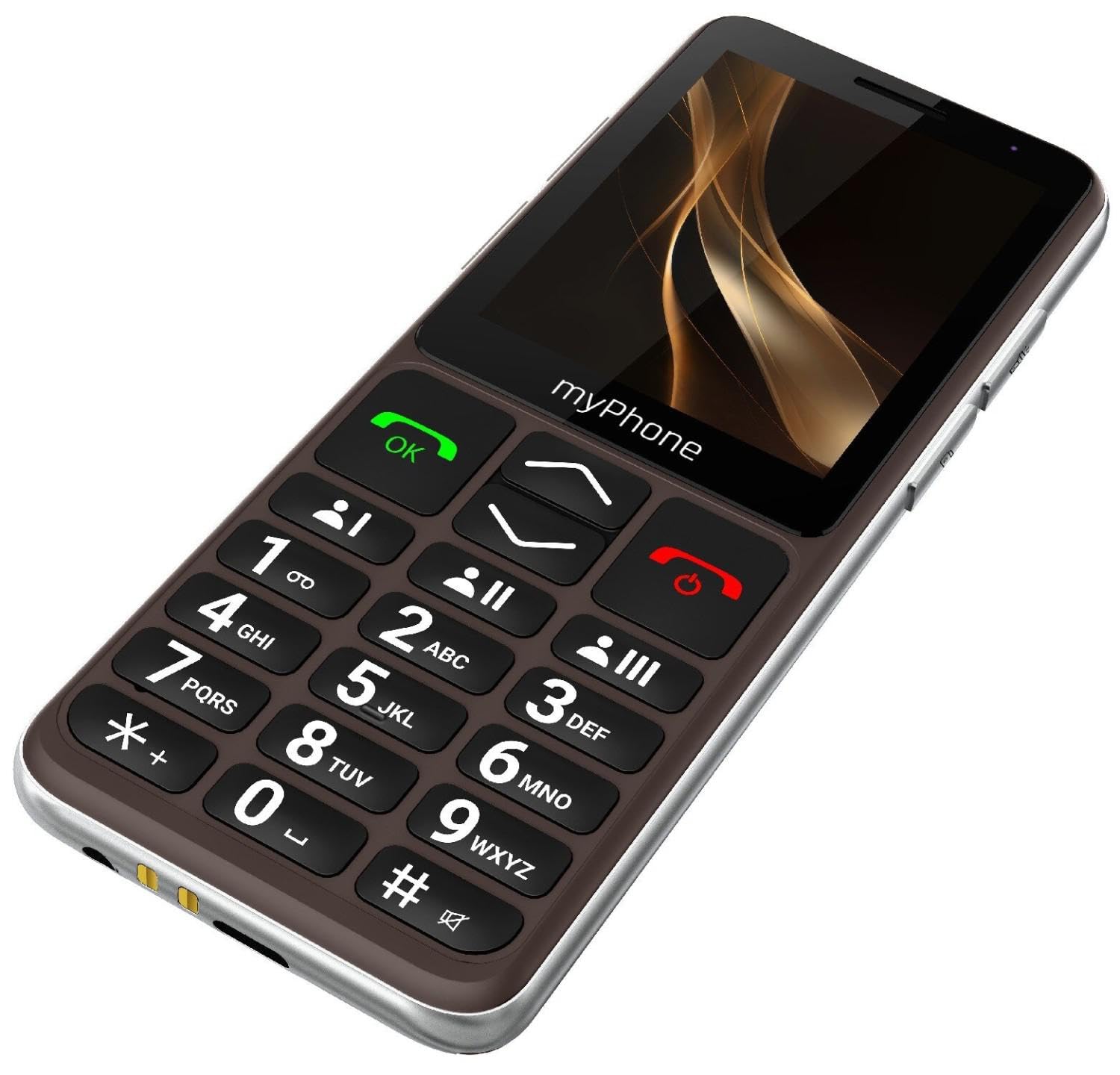 myPhone Bueno LTE telefon dla seniora ze stacją ładującą, 2,8 calowy wyświetlacz, przyciski szybkiego wybierania, przyciskiem SOS, 4G – Praline Collection
