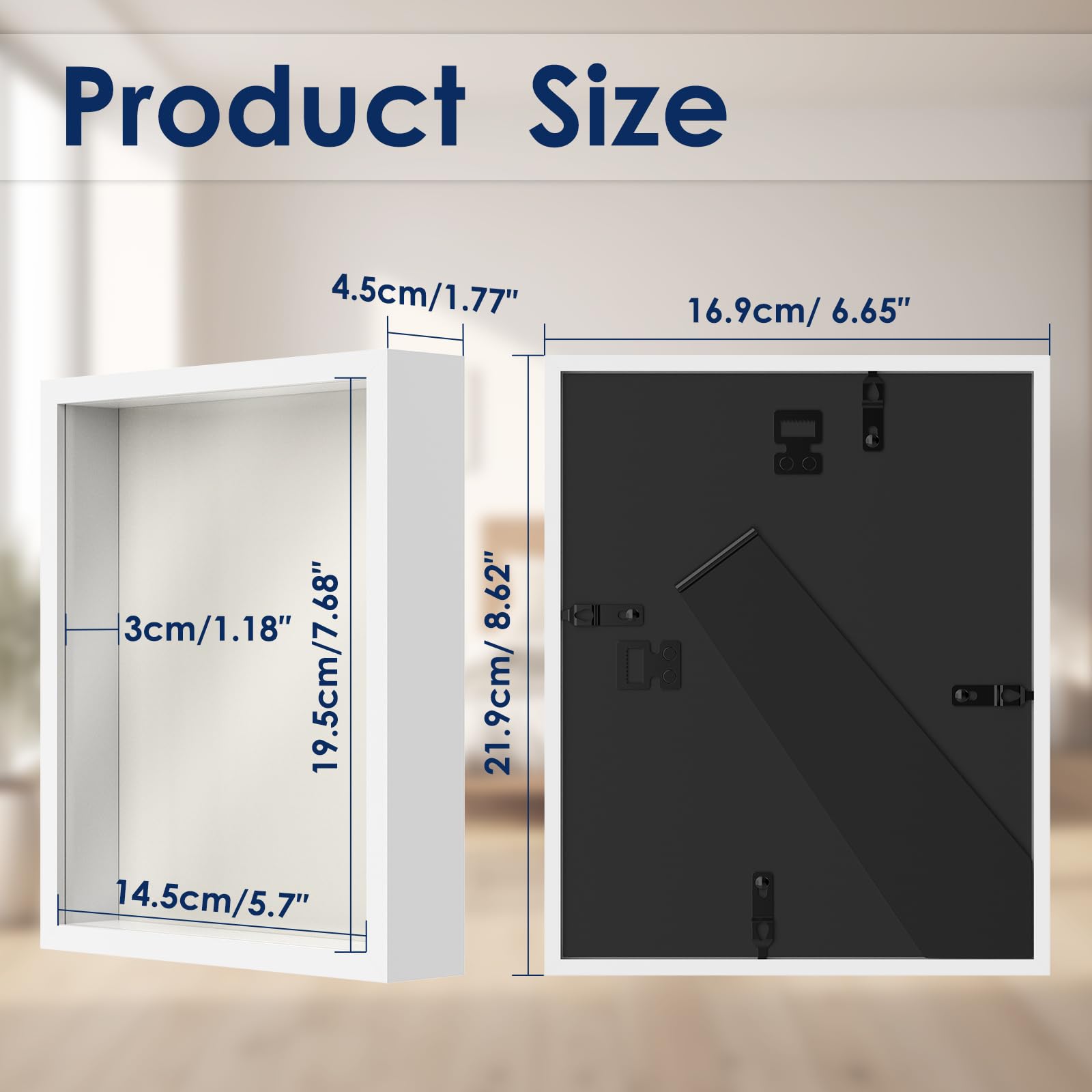Ramka na zdjęcia 3D 15x20cm, 2 sztuki witryna o głębokości 3 cm duże pudełko klasyczna ramka na przedmioty - Biała /2 sztuki