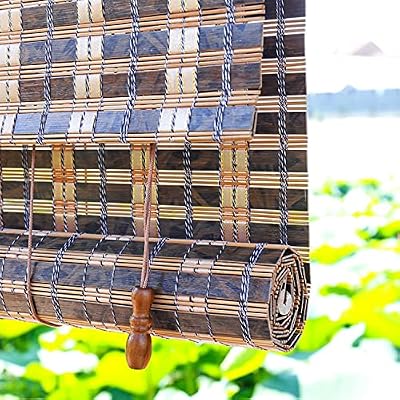 Bamboo Roller, Retro shutters, Natural Reed Curtains, Filter Bamboo Curtain with Huts, Suitable for Windows, Kitchen, Door, Porch. (Color : Multi, Size : 140x140cm/56x56in)