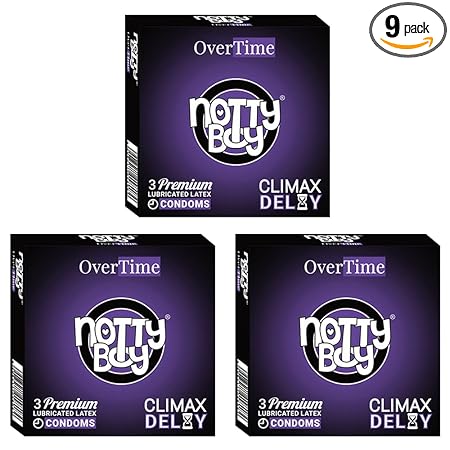 NOTTY BOY OverTime Climax Delay Extra Time Condom For Men - 9 Count (Pack of 3)