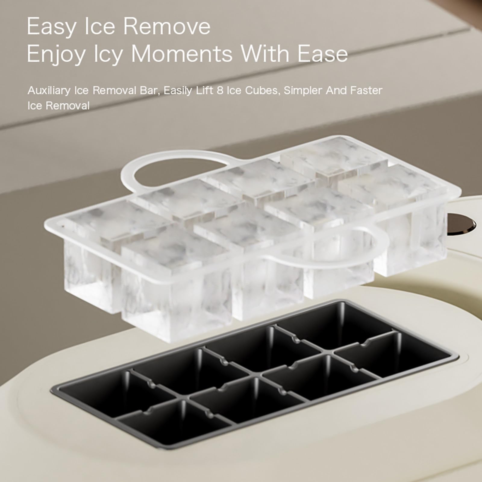 Mini Ice Maker Machine For Home Use Makes Cubes In 10 Minutes, Dual Ice-Making Modes, Electric Ice Dispenser For Home Kitchen Office Bar Party, Including Car Power Cord,Creamwhite on Fridge.com - View 6