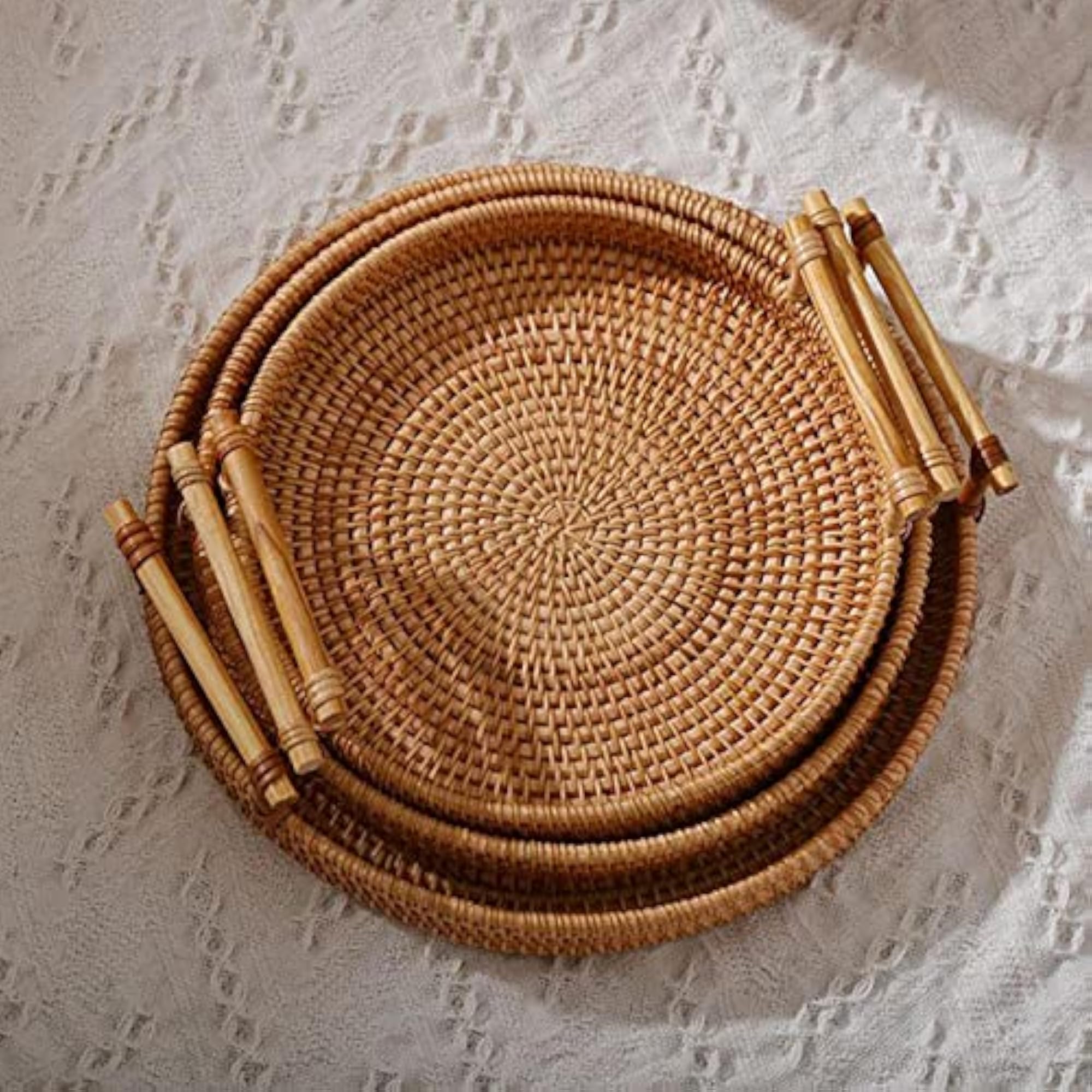 Handwoven Wicker Bread Basket, Decorative Storage Tray