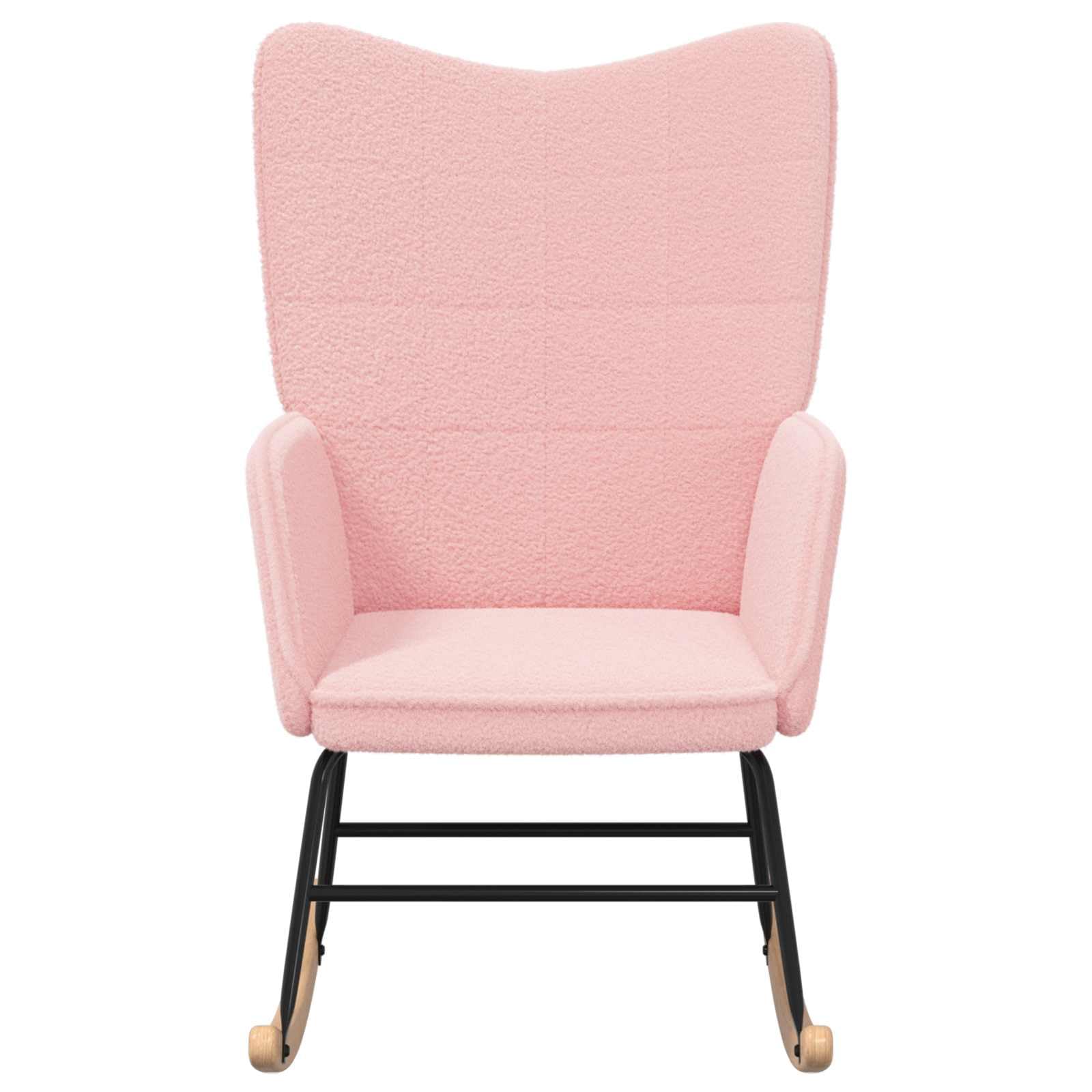 vidaXL Mecedora Rosa Tela Sherpa, Sillón para Sala, Silla Mecedora Moderna, Asientos Elegantes, Rocker Acolchado, Estilo Minimalista para tu hogar