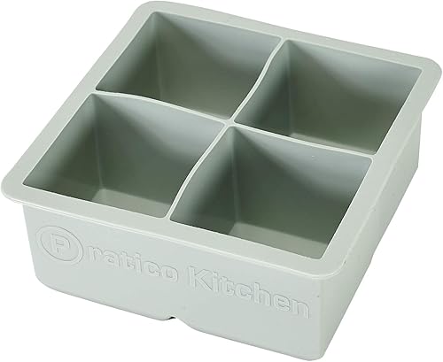 Miniatura 1 de Pratico Kitchen Bandeja de hielo grande 4 cubitos de hielo grandes de 225 pulgadas para whisky y cócteles paquete de 2 con tapas