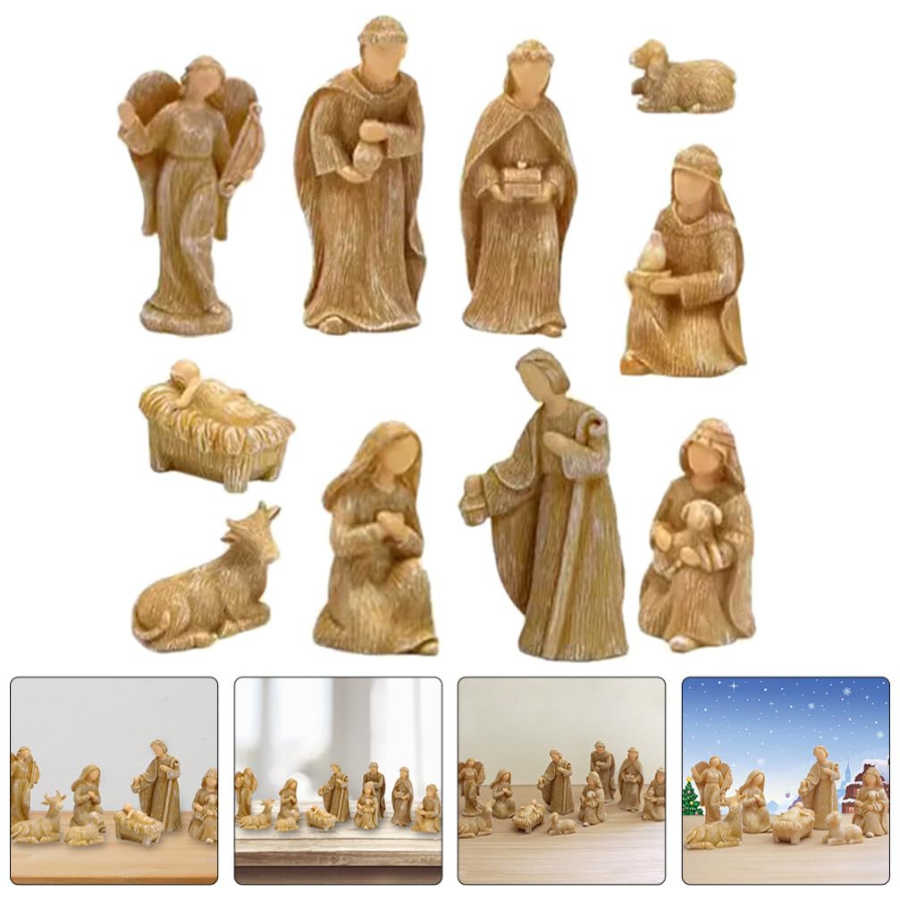 BESPORTBLE Statuine della Decorazioni Natalizie Piccole in Resina Set di 10 Finemente e Realistiche Raffiguranti la di Gesù per o Cortile