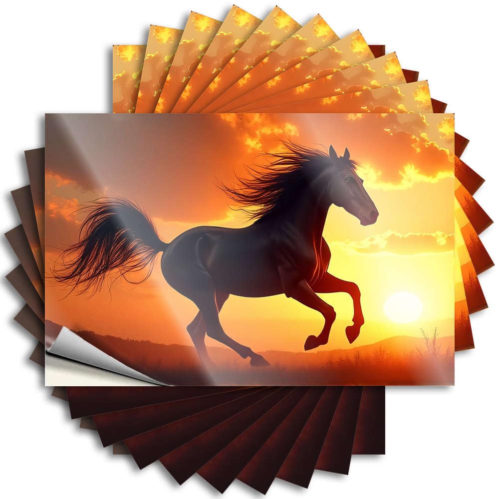 Tattoo Gaming Custom Stickers, Case Waterproof A Horse Galloping At Sunset for Hydro Flask | Fun Vinyl Decals for Sand Holiday Gift(6X9CM)