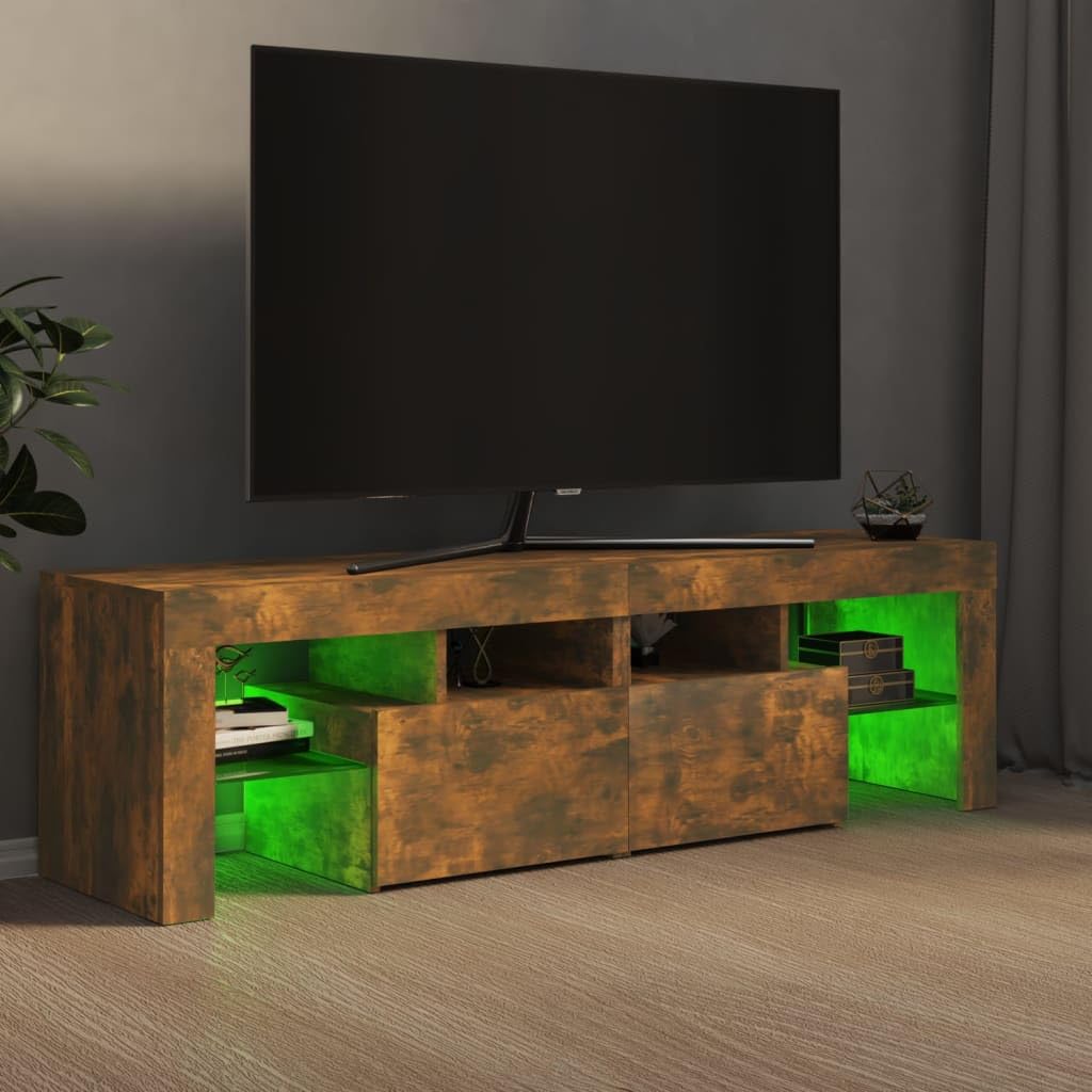 vidaXL Mobile Porta TV con Luci LED Rovere Fumo 60x38,5x48 cm