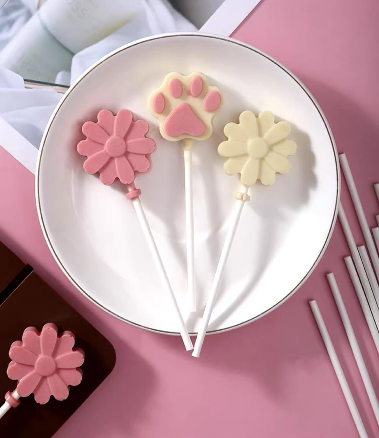 Bastoncini Per Cake Pops In Carta - 100pcs 10cm X 3.5mm Per Lecca Lecca Fai Da Te, Bianchi - Foto 4