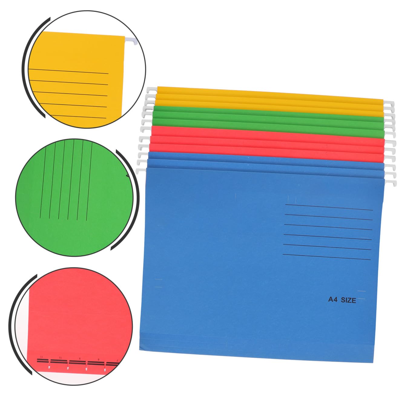 Lurrose 12 Stück Hängemappen A4 mit Metallclips Stabile Papierausführung für Dokumentenaufbewahrung Büro und Reise Leicht zu Sortieren