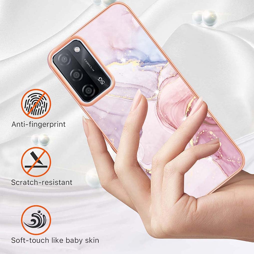 XYYDS Armor Cover per OPPO A16 / OPPO A16S / OPPO A54S, Custodia Antiurto Grado Militare [Design Antiscivolo] con Anello Supporto Hard PC y TPU Bumper Silicone Custodie - Oro rosa