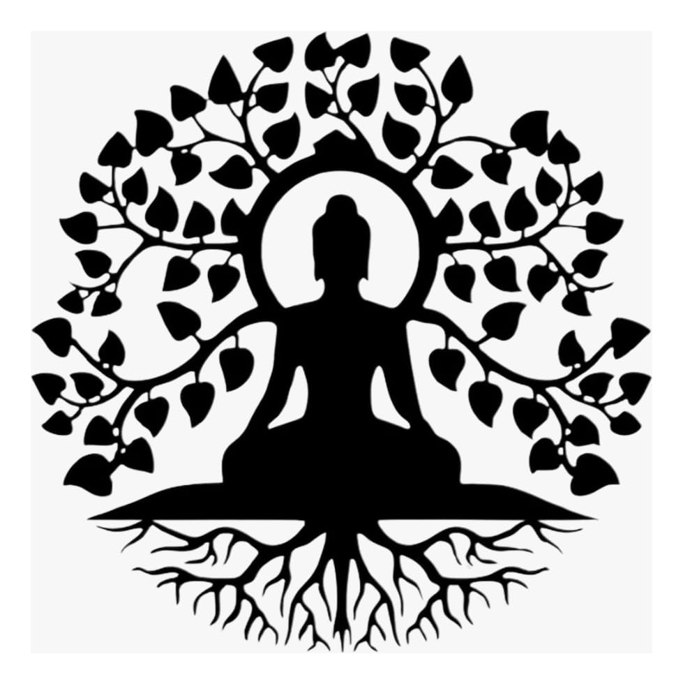 Mandala Decorativa Buda Árvore da Vida 40cm, MDF Preto, Painel de Parede Espiritual, Corte a Laser, Decoração para Sala e Quarto - Universo do MDF
