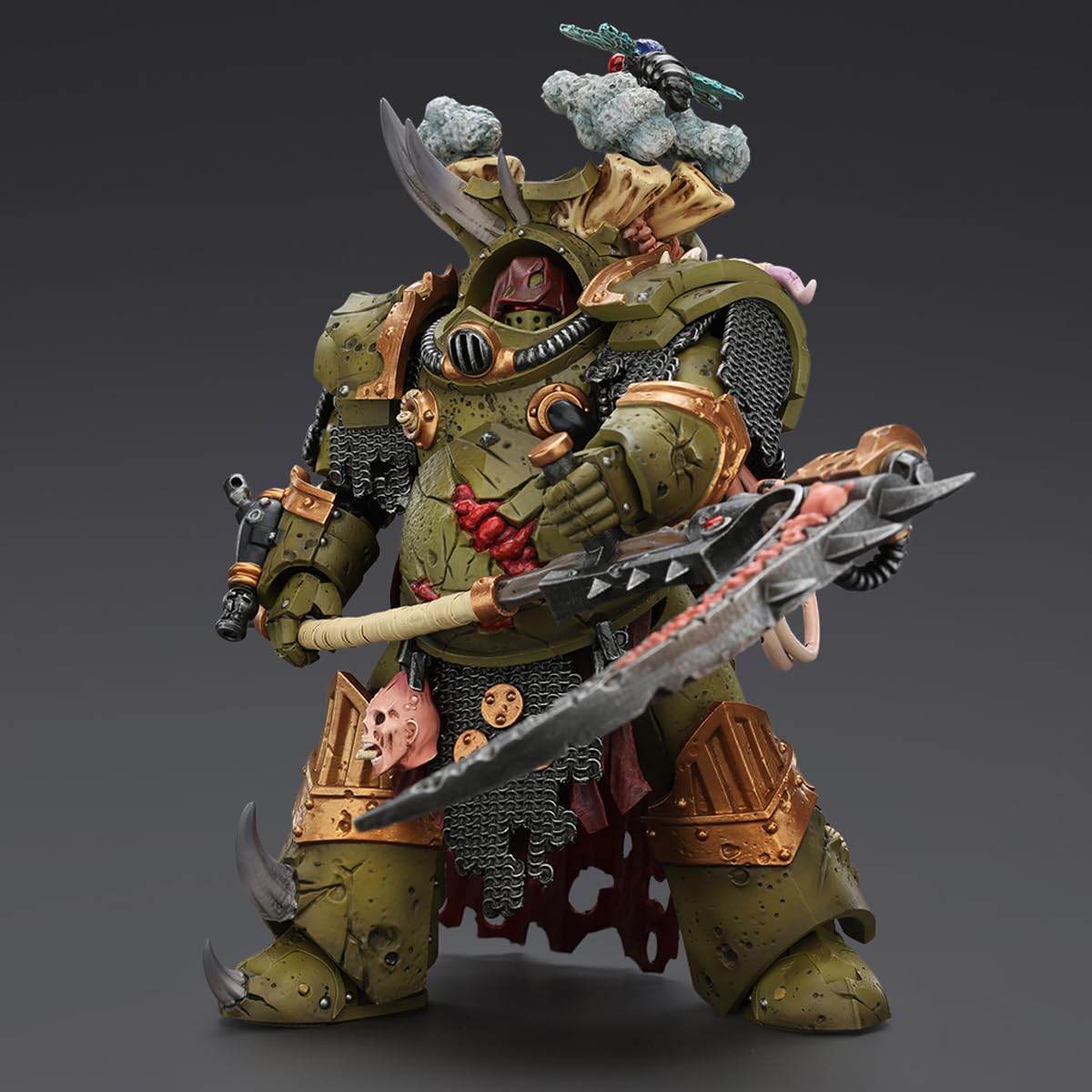 Warhammer 40k Figura de acción 1/18 Death Guard Deathshroud Terminator 1 with Manreaper and Plaguespurter Gauntlet 14 cm