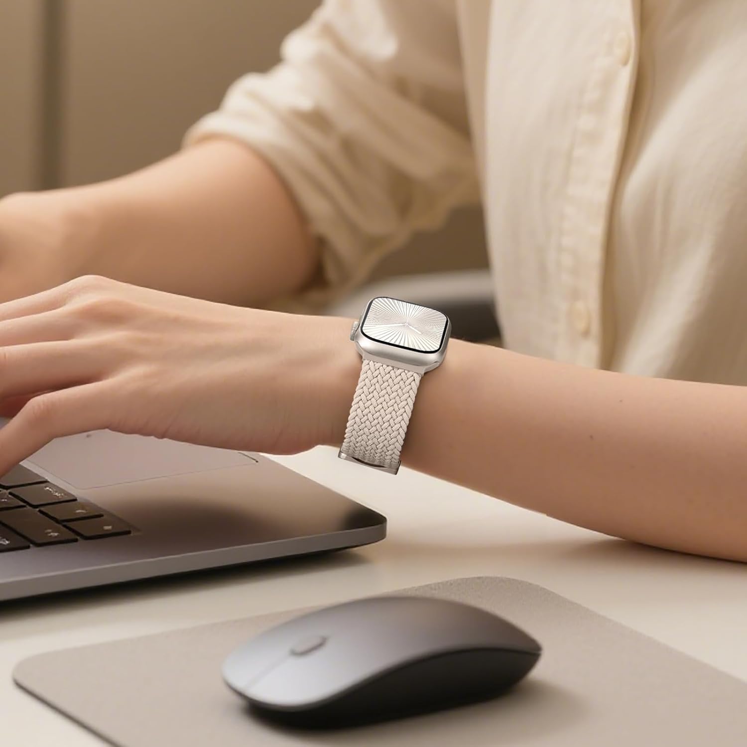 Braided Stretchy Bands Compatible with Apple Watch Bands 40mm 44mm 38mm 41mm 42mm 45mm 46mm 49mm Women Men, Soft Nylon Sport Strap with Magnetic Clasp for iWatch Series 11 10 9 8 SE 7 6 5 4 3 2 Ultra - Image 5