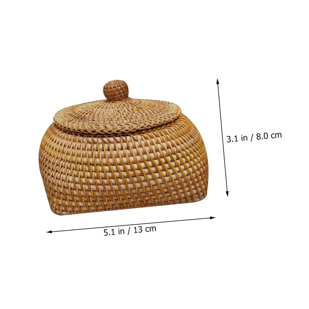 OKUMEYR Woven Storage Basket with Lid Rattan Organizer for Fruit Bread and Sundries Serving Tray Lightweight and Reusable Storage for Home and Picnic