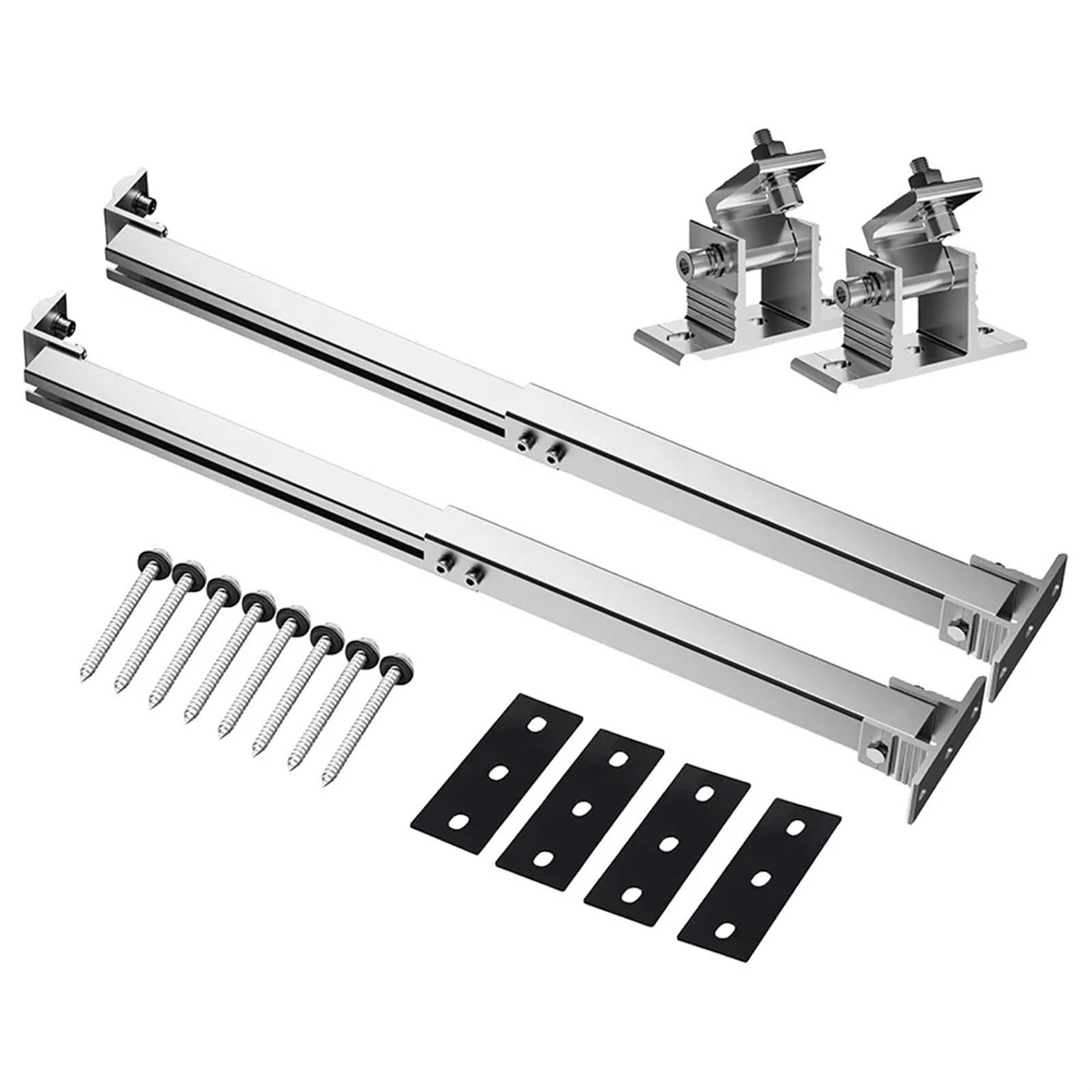 Uchwyt do montażu paneli słonecznych z możliwością pochylenia, aluminiowy, regulowany uchwyt dachowy, kąt 15-30 stopni, stojak do montażu paneli słonecznych na płaskiej powierzchni, 1 zestaw