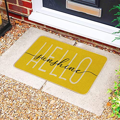 Geeory Summer Door Mat Hello Sunshine Decorative Front Dor Mat Yellow Farmhouse Home Seasonal Decor For Indoor Outdoor Entrance - 17X29Inch Gk051 #TOP5