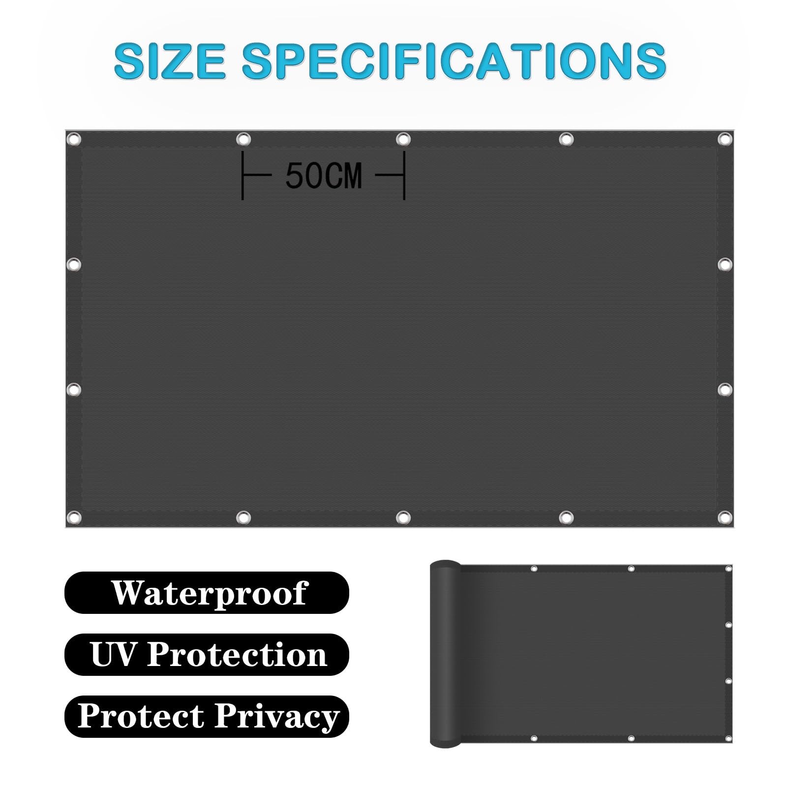 Żagiel Przeciwsłoneczny 2.3 x 8 m Odporna Na Warunki Atmosferyczne, Trwała, Z Filtrem Uv, Prostokątna, Wodoodporna Markiza Prostokątna Na Kemping, Do Altany, Ciemny szary