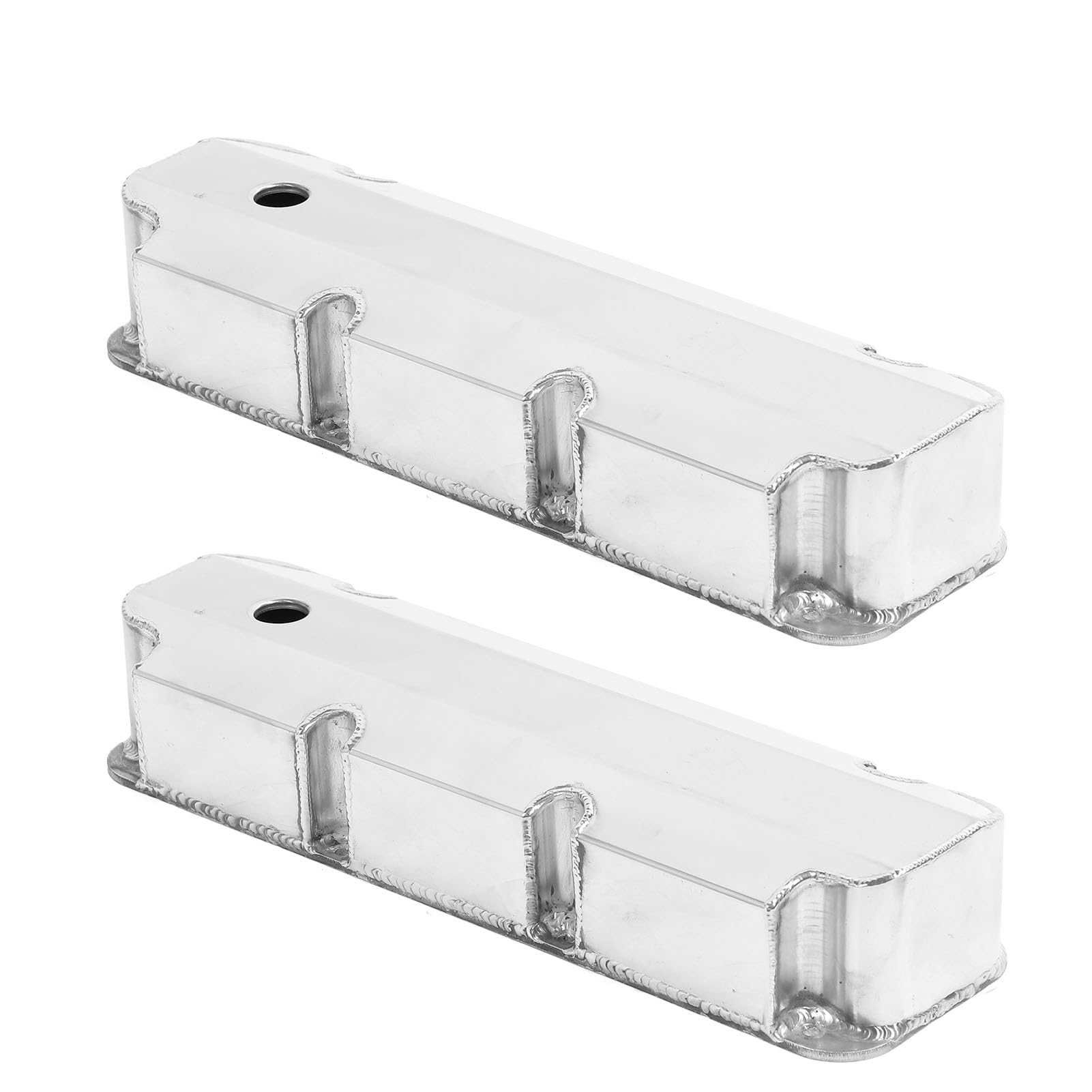 Dioche Tapas de Válvulas de Aleación de Aluminio Fabricadas en Plata Pulida E41363P para Motores V8 429-460 de 1968 en Adelante - Diseño Alto con Orificio de Ventilación de ID de -/4 pulg.