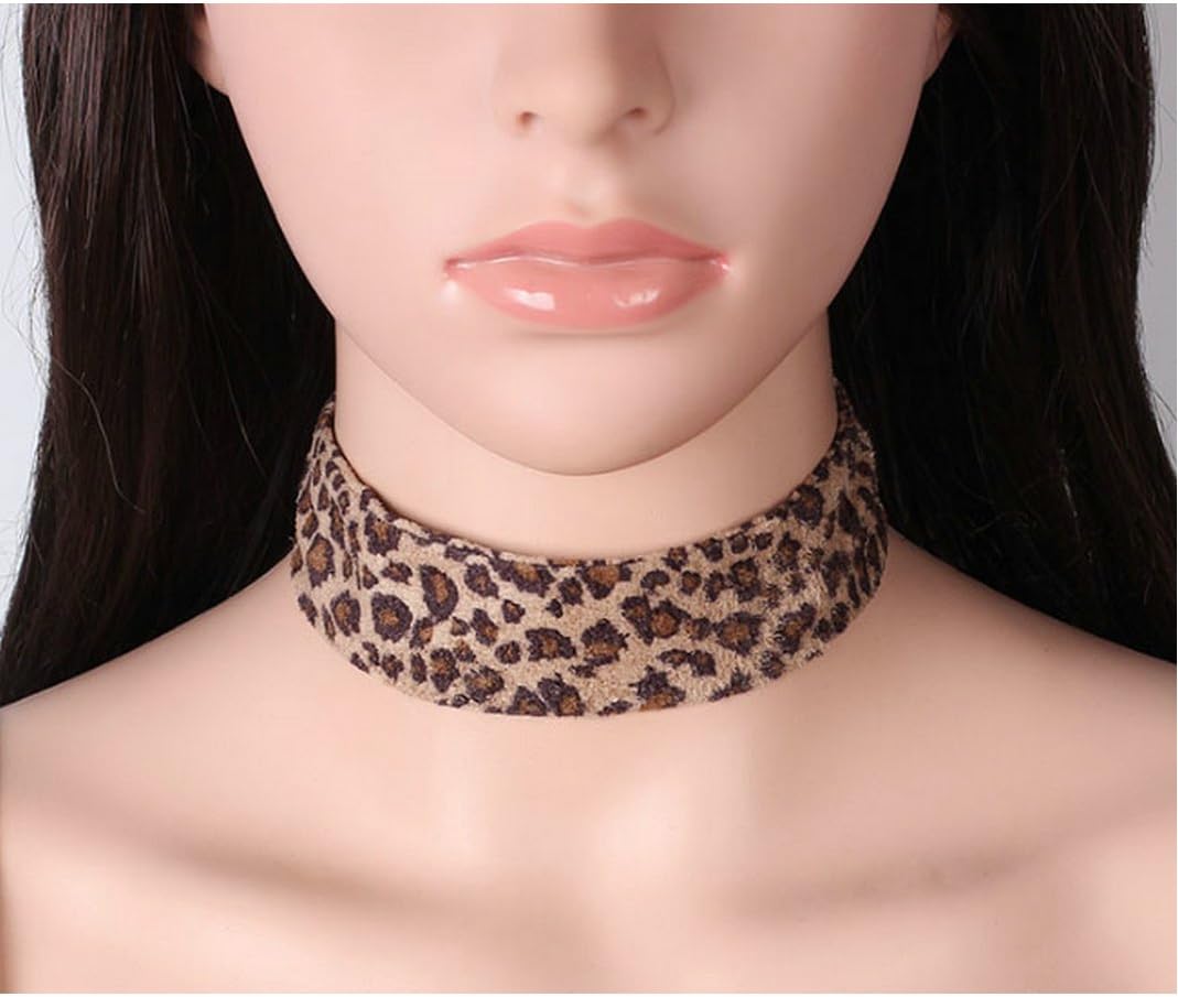 LeopardXL 2-Pack Leopard Print Faux Suede Choker Necklace-30CM - Image 3