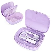 Vista 9 de Estuche de alineador de doble capa con espejo, estuche de retenedor con herramienta removedora y cepillo de limpieza con orificios de ventilación