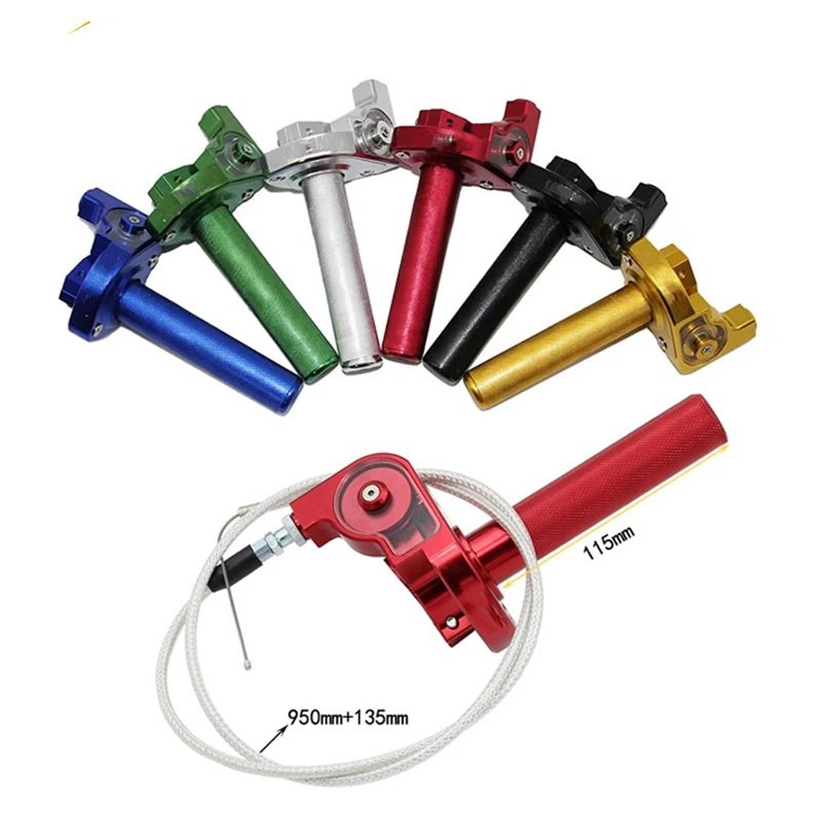 Uchwyty motocyklowe Uchwyty rowerowe 7/8'' CNC aluminiowy uchwyt przepustnicy z obrotową linką zamienną do motocykli terenowych Quad ATV Pit 50cc 125cc 150cc 250cc